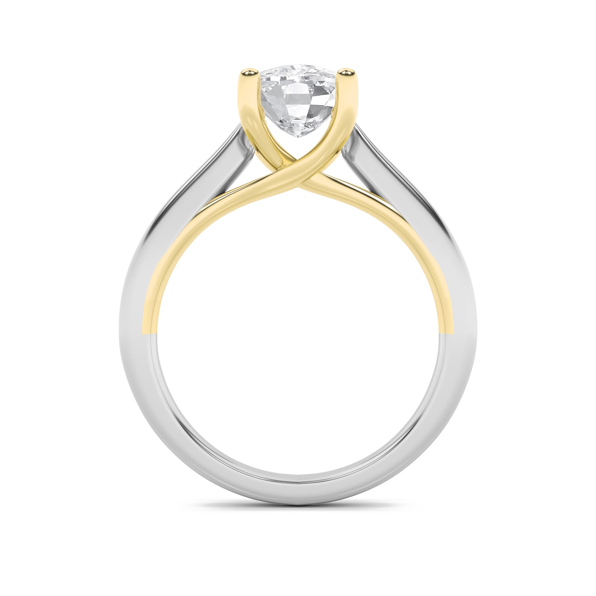 3Cttw Elongated Cushion Shaped Lab Grown Diamond (F/VS) Two Tone Cathedral Shank Engagement Ring in14K Gold