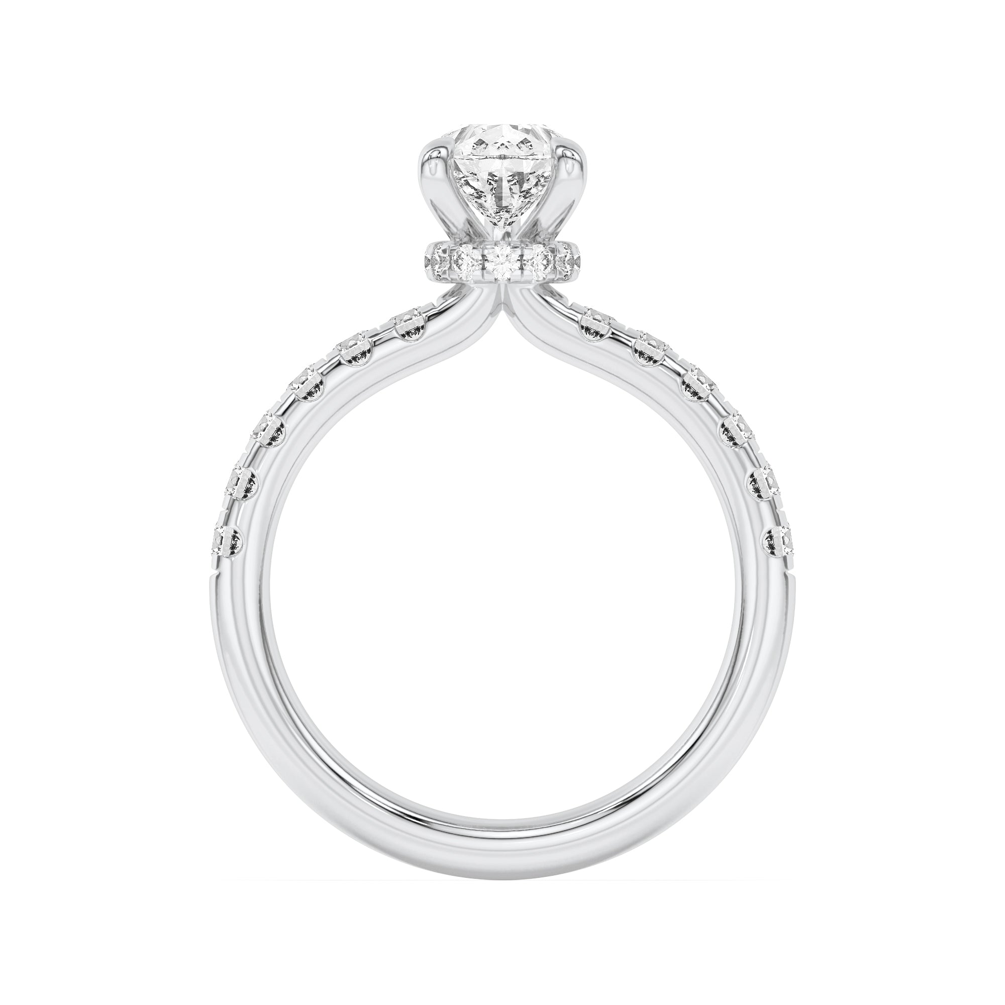 2Cttw Pear Shaped Lab Grown Diamond (F/VS) HiddenHalo Accented Ring in 14K Gold