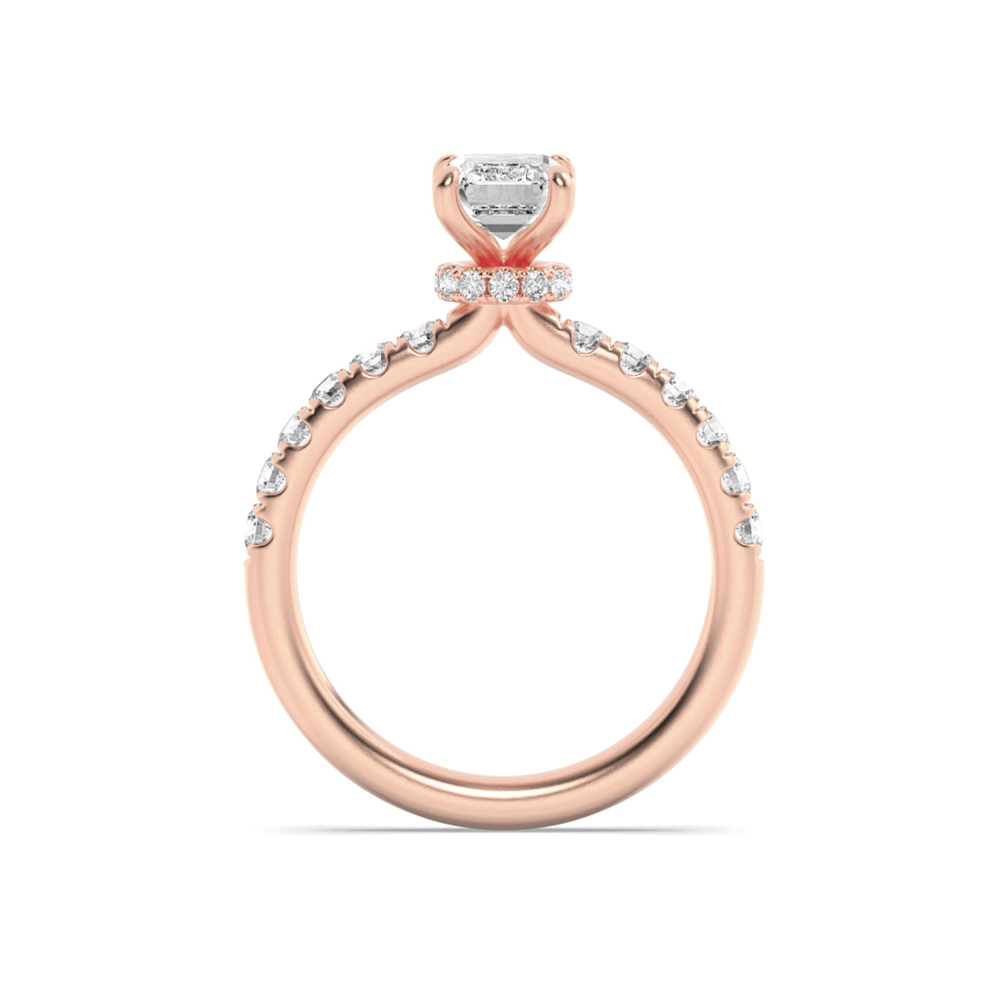 2Cttw Radiant Shaped Lab Grown Diamond (F/VS) Hidden Halo Accented Ring in 14K Gold