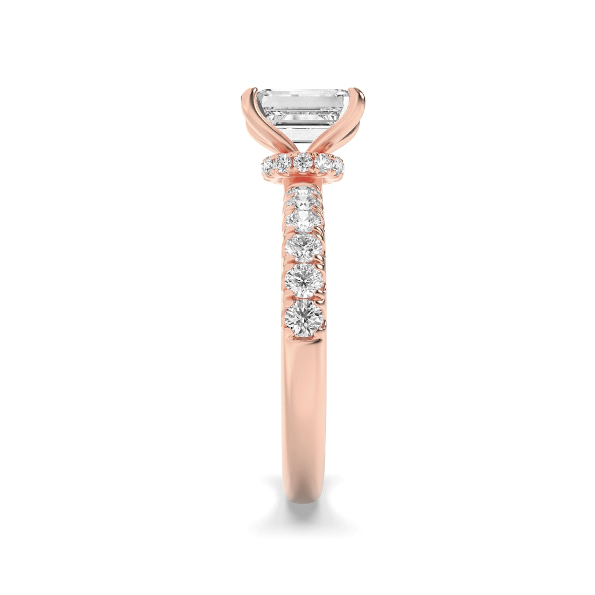 2Cttw Radiant Shaped Lab Grown Diamond (F/VS) Hidden Halo Accented Ring in 14K Gold