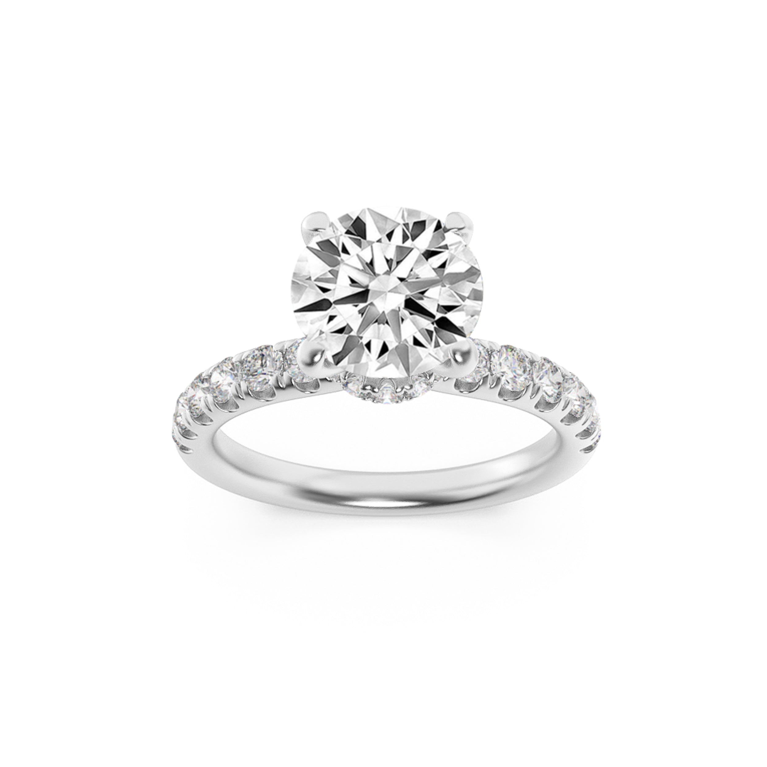2Cttw Round Shaped Lab Grown Diamond (G/VS) HiddenHalo Accented Ring in 14K Gold