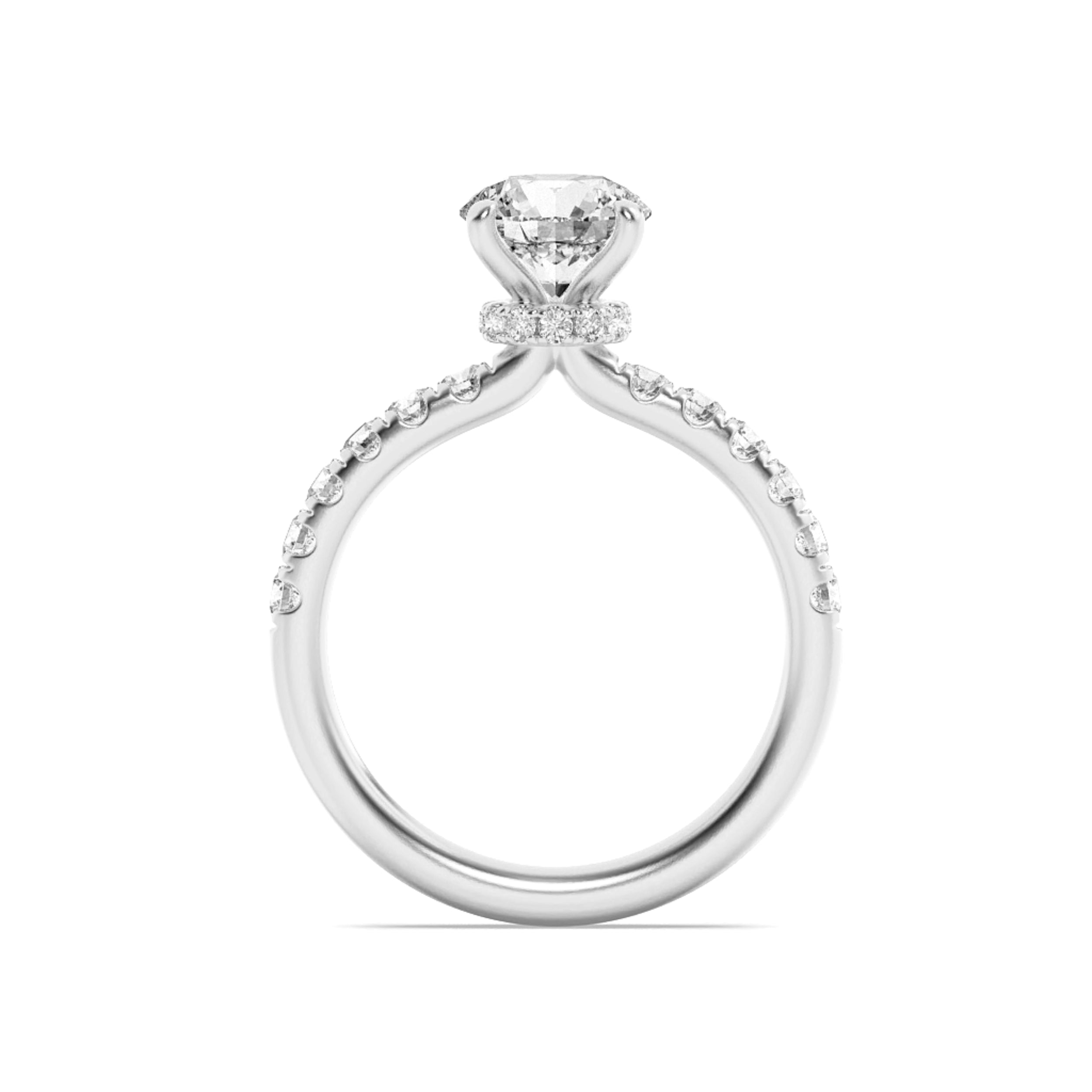 2Cttw Round Shaped Lab Grown Diamond (G/VS) HiddenHalo Accented Ring in 14K Gold