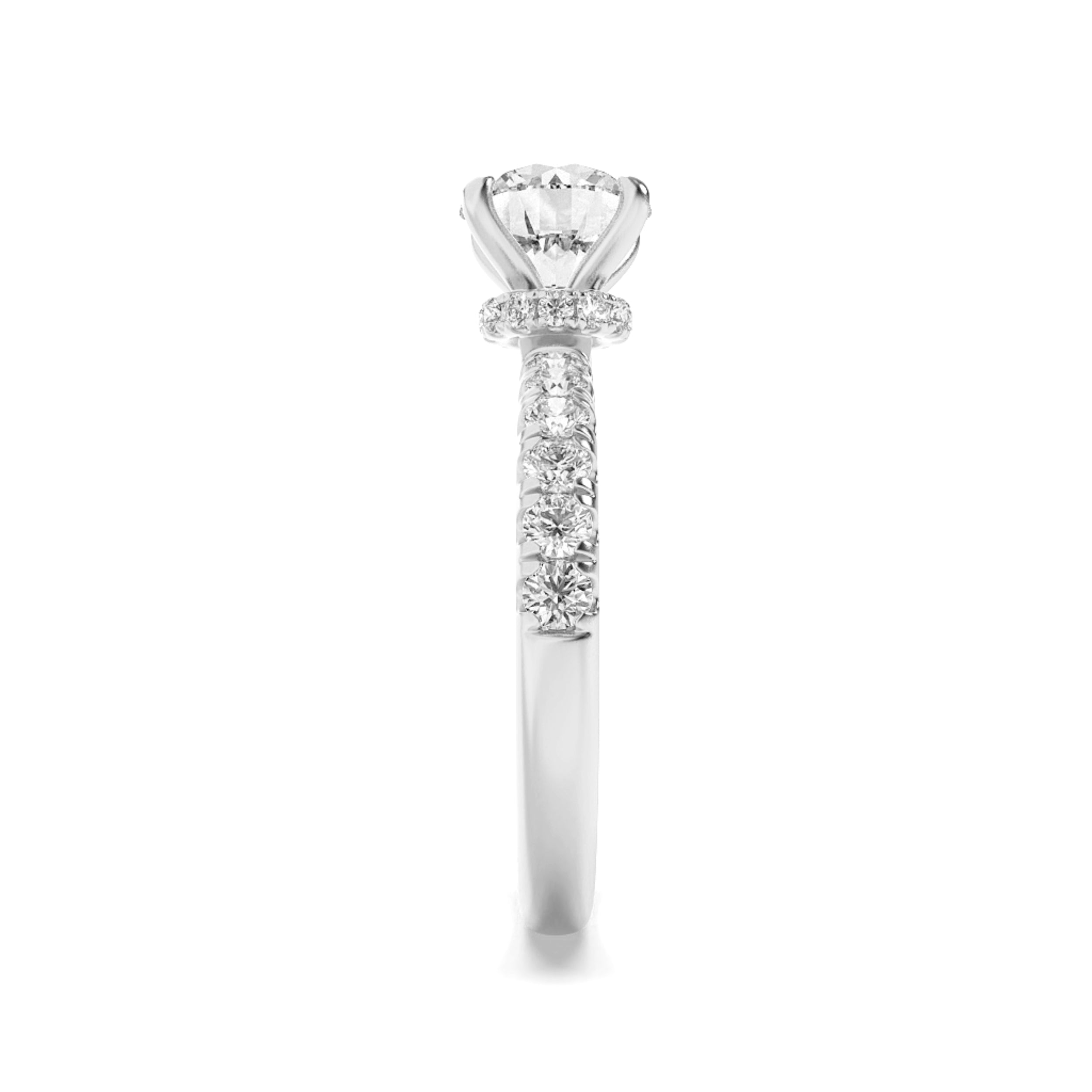 2Cttw Round Shaped Lab Grown Diamond (G/VS) HiddenHalo Accented Ring in 14K Gold