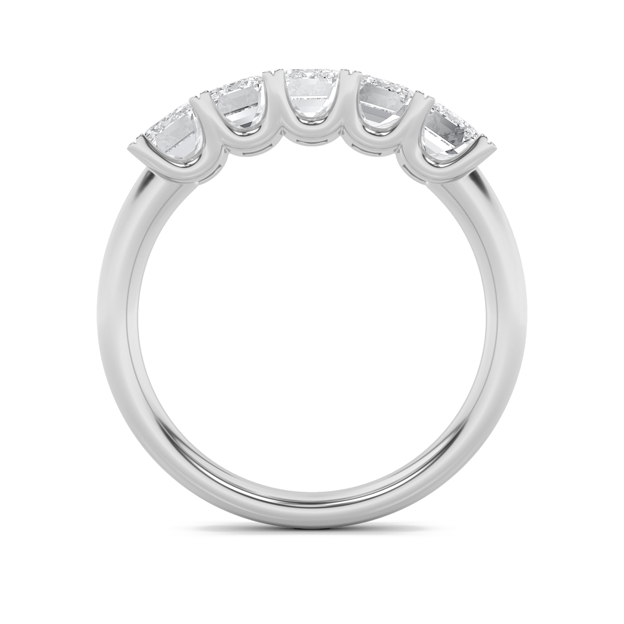 2Cttw Emerald Shaped Lab Grown Diamond (F/VS) FiveStone Band Ring in 14K Gold