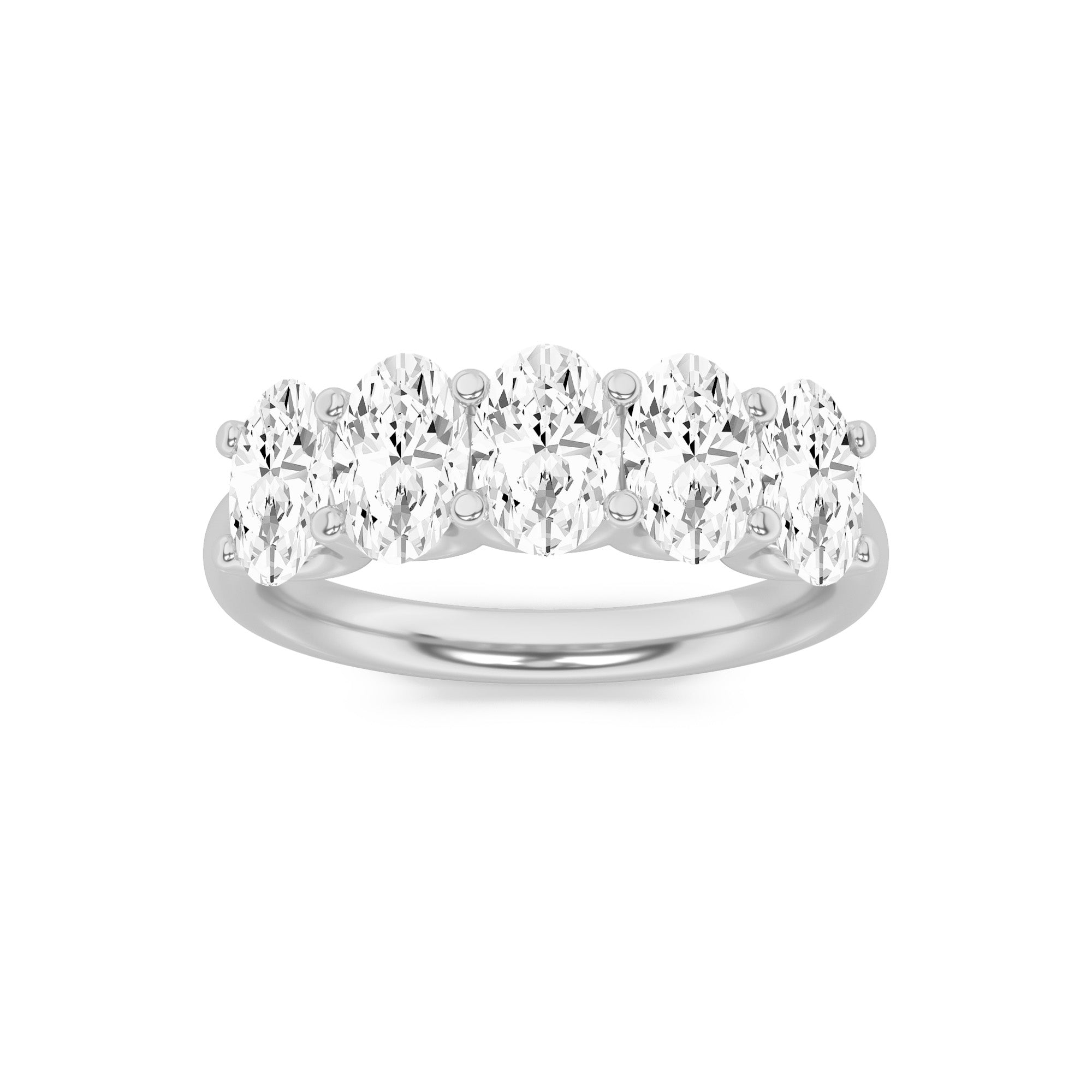 2Cttw Oval Shaped Lab Grown Diamond (F/VS) Five Stone Band Ring in 14K Gold