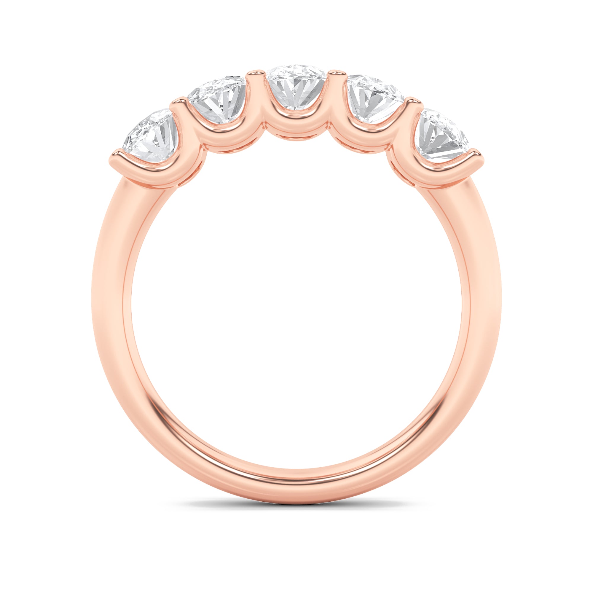 2Cttw Oval Shaped Lab Grown Diamond (F/VS) Five Stone Band Ring in 14K Gold