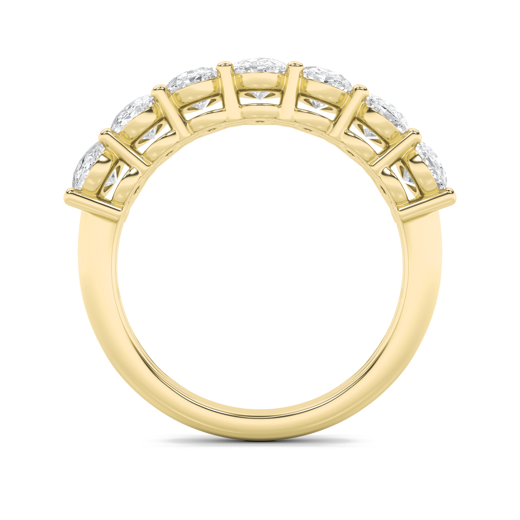 2Cttw Oval Shaped Lab Grown Diamond (F/VS) Seven Stone Band Ring in 14K Gold