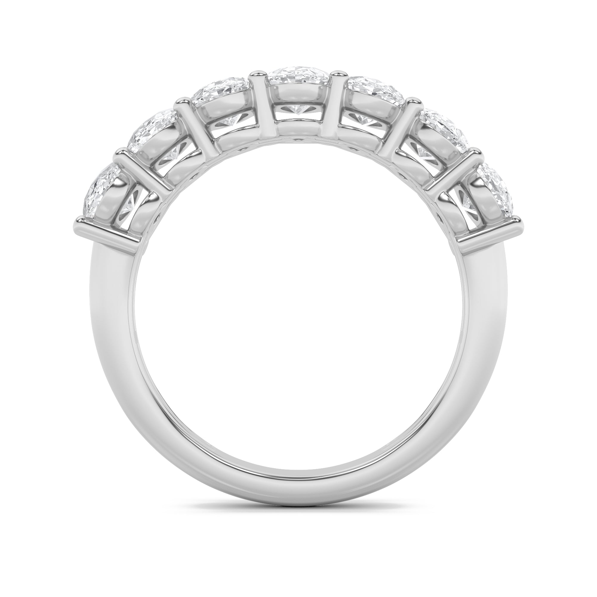 3Cttw Oval Shaped Lab Grown Diamond (F/VS) Seven Stone Band Ring in 14K Gold