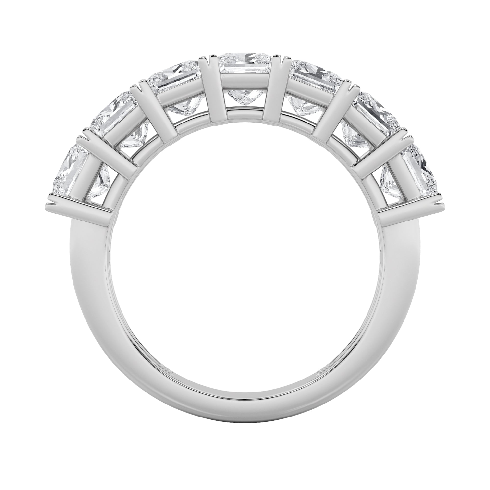 2Cttw Princess Shaped Lab Grown Diamond (F/VS) Seven Stone Band Ring in 14K Gold