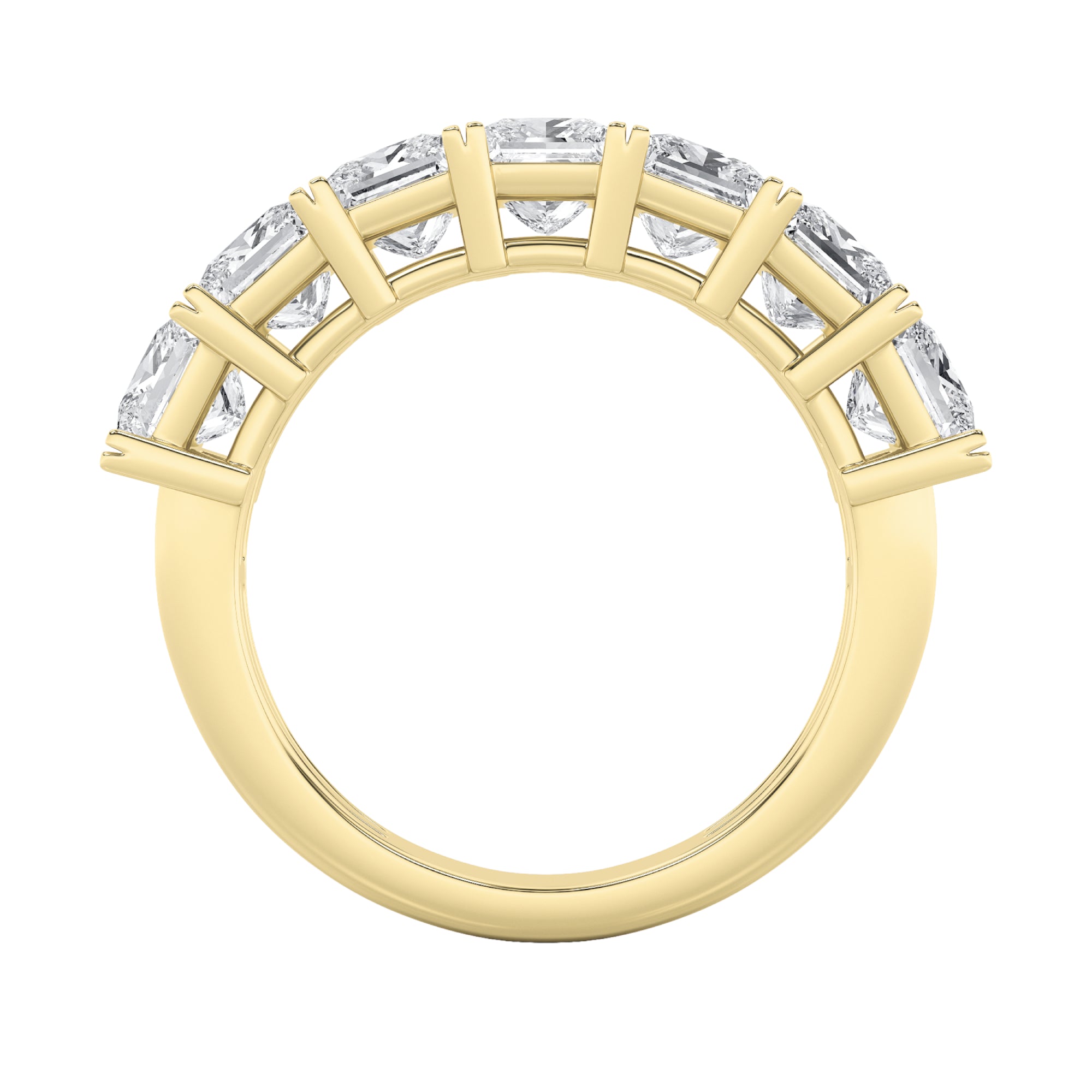 2Cttw Princess Shaped Lab Grown Diamond (F/VS) Seven Stone Band Ring in 14K Gold