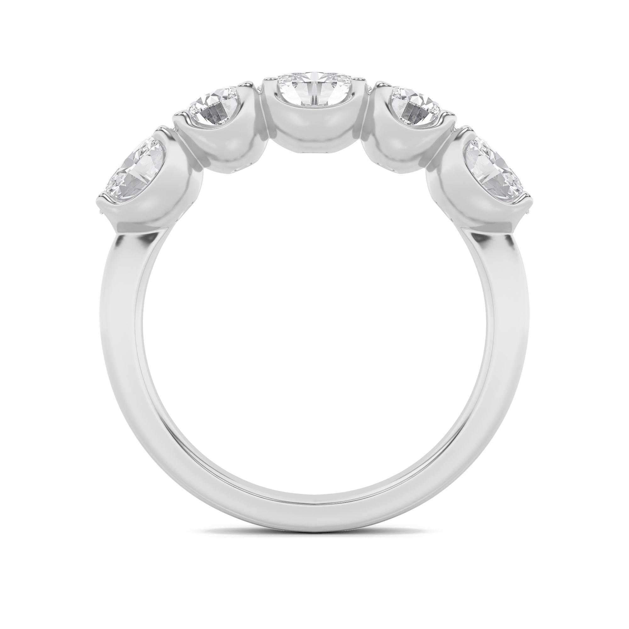 2Cttw Oval Shaped Lab Grown Diamond (F/VVS) Five Stone Band Ring in 14K Gold