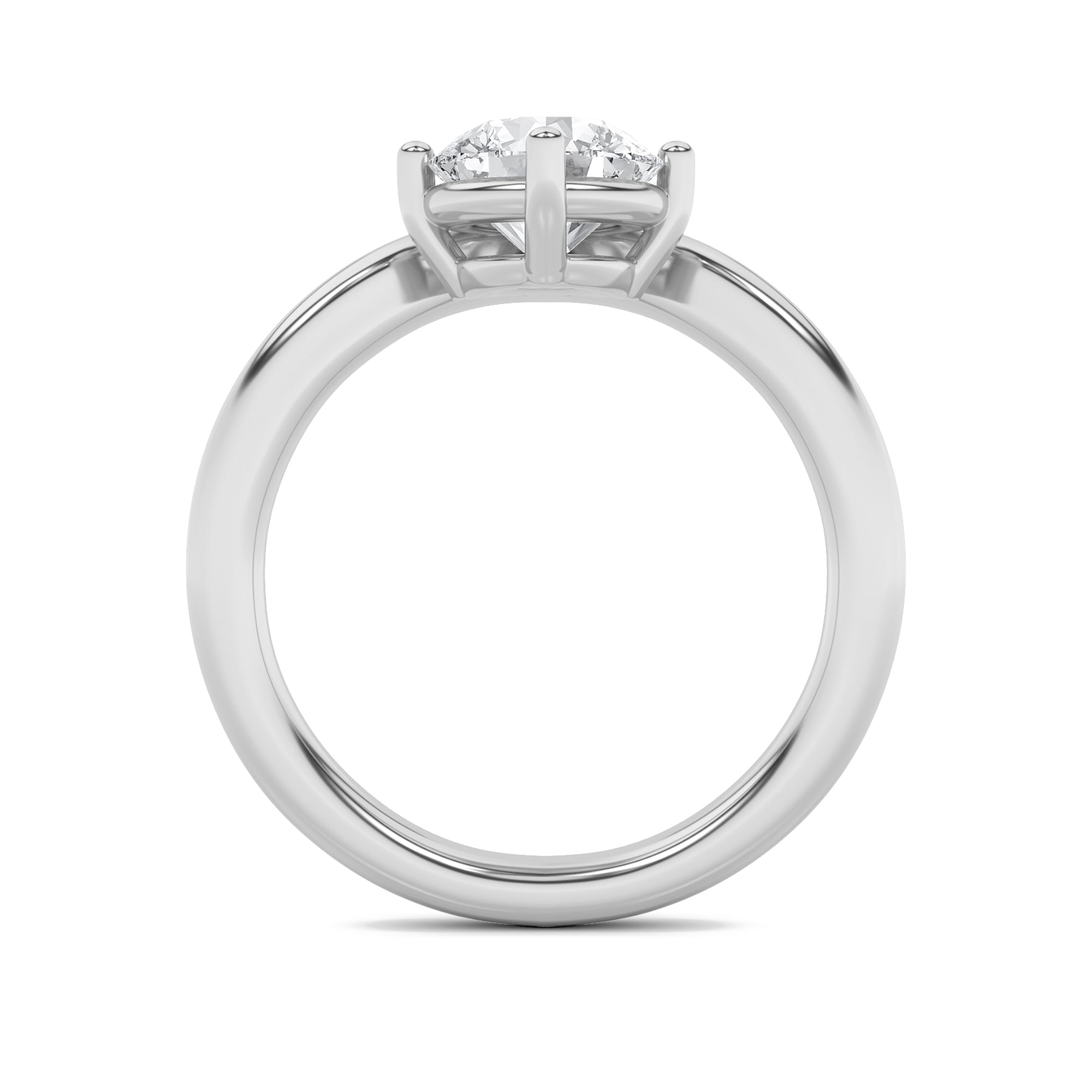 1.5Cttw Round Shaped Lab Grown Diamond (G/VS) Chevron Solitaire Engagement Ring in 14K Gold