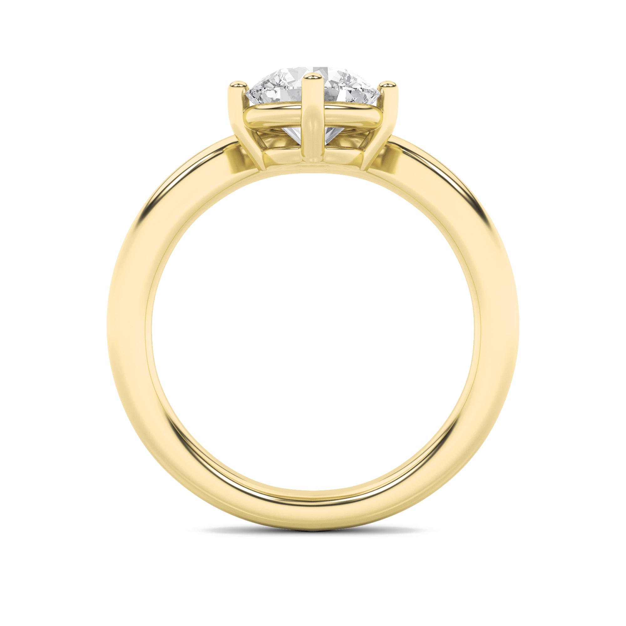 1.5Cttw Round Shaped Lab Grown Diamond (G/VS) Chevron Solitaire Engagement Ring in 14K Gold