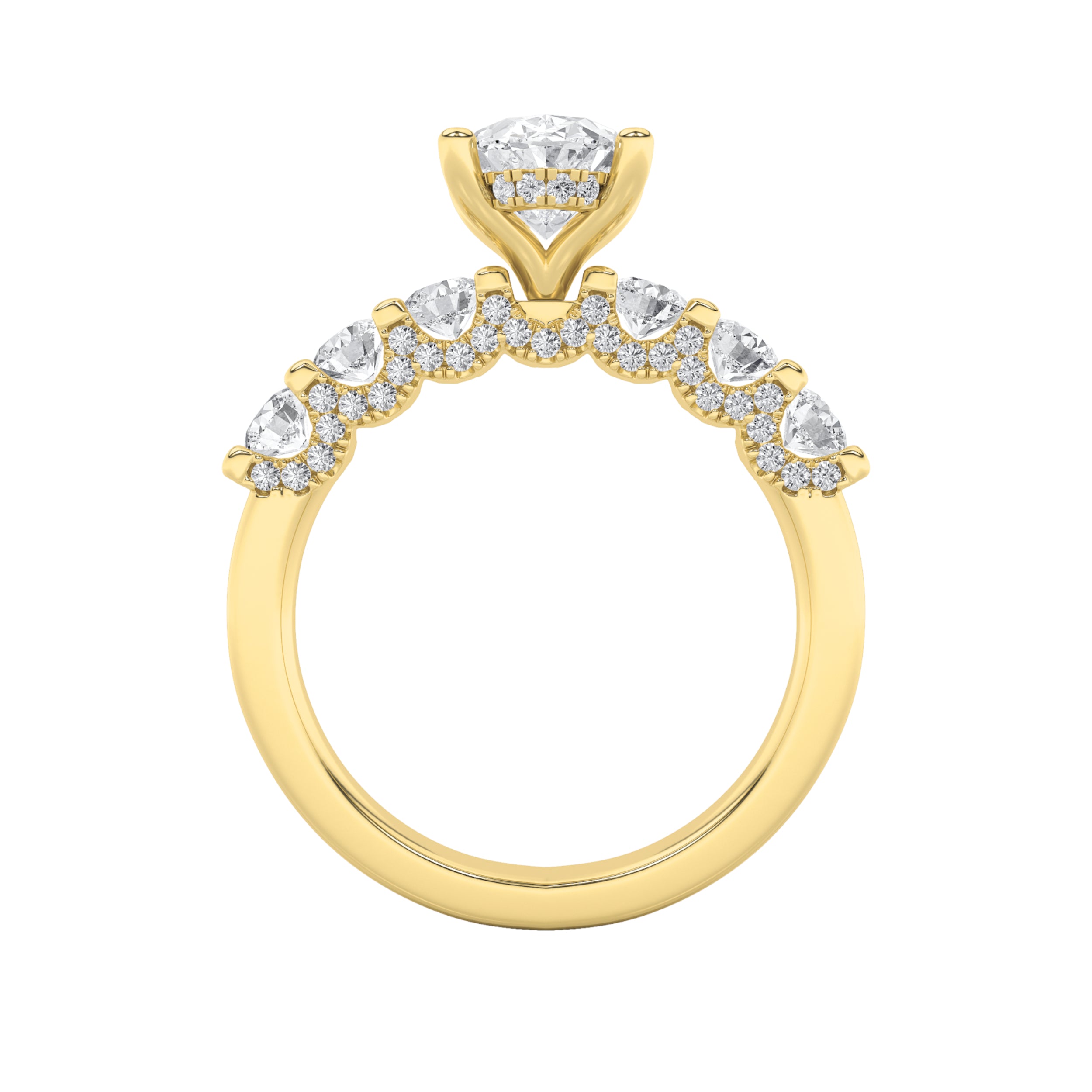 2.5Cttw Oval Shaped Lab Grown Diamond (F/VS) Accented Double Halo Set of Band and Ring in 14K Gold