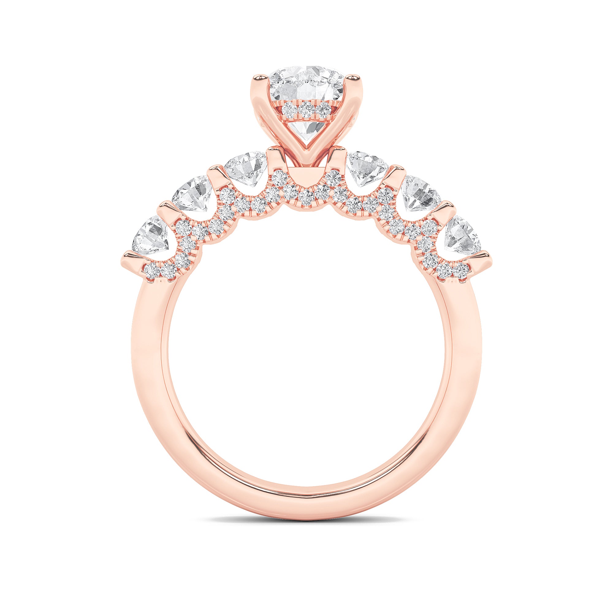 2.5Cttw Round Shaped Lab Grown Diamond (F/VS) Accented Double Halo Set of Band and  Ring in 14K Gold
