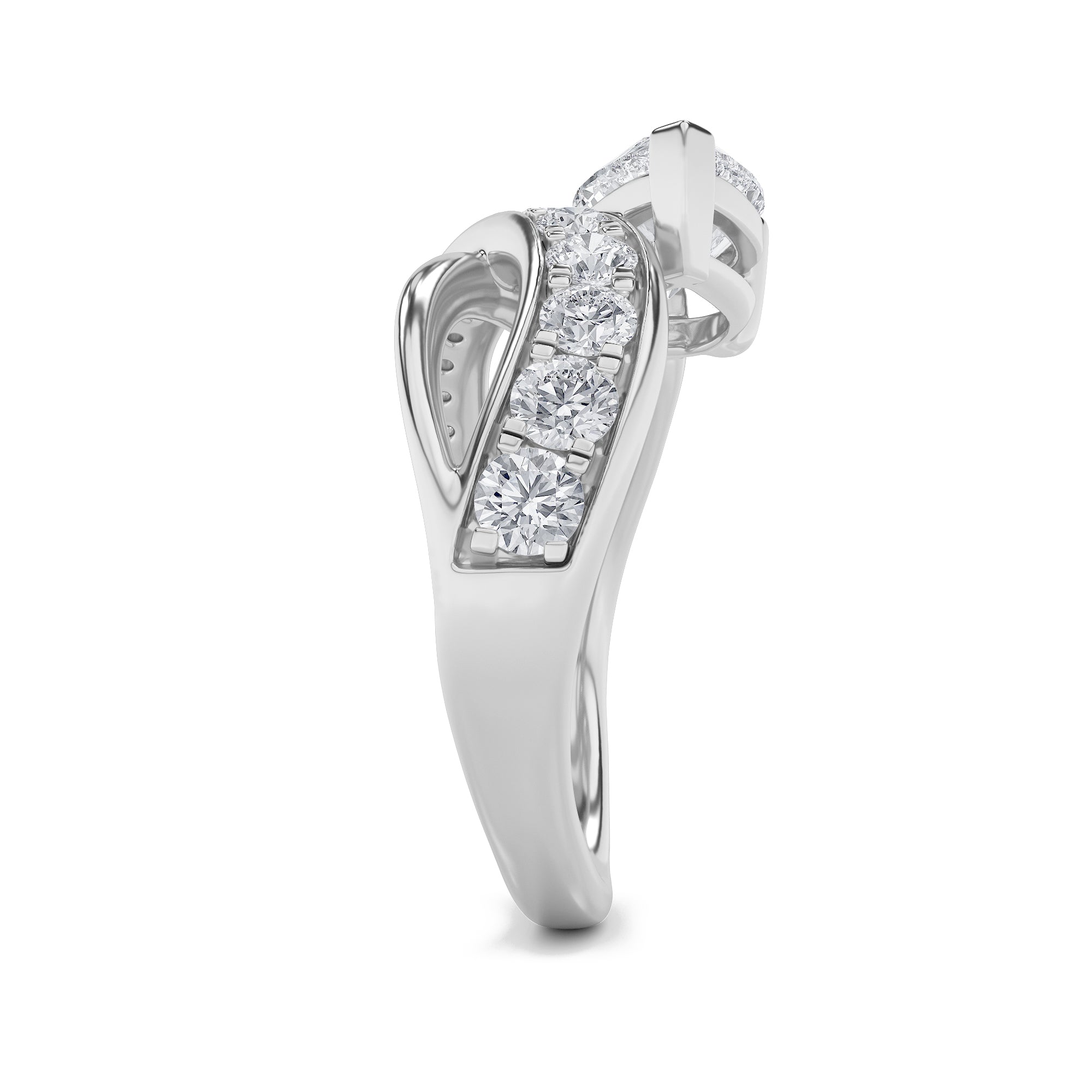 2Cttw Pear Shaped Lab Grown Diamond (F/VS) FashionAccentedEngagement Ring in 14K Gold