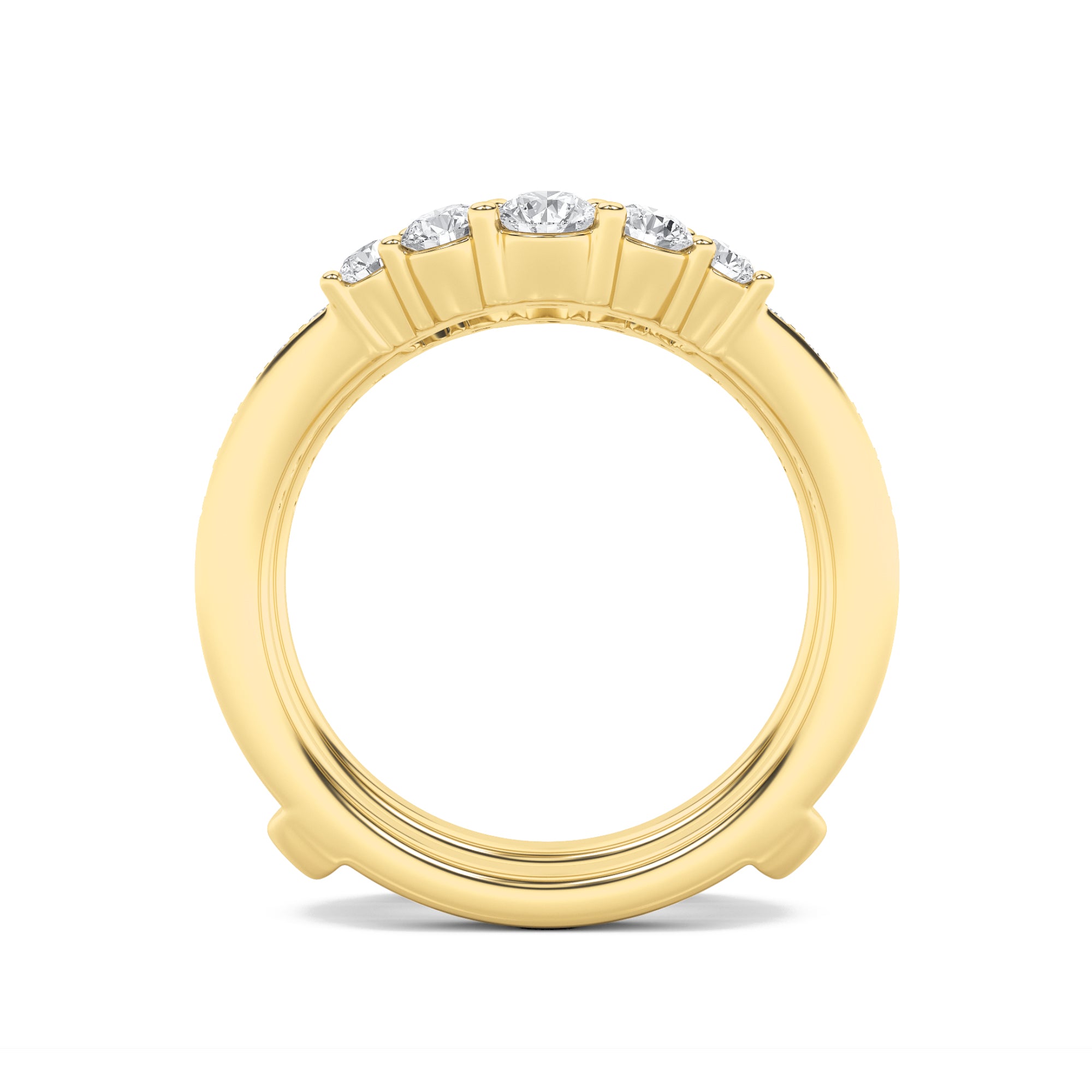 1Cttw Round Shaped Lab Grown Diamond (F/VS) InsertJacket Ring in 14K Gold