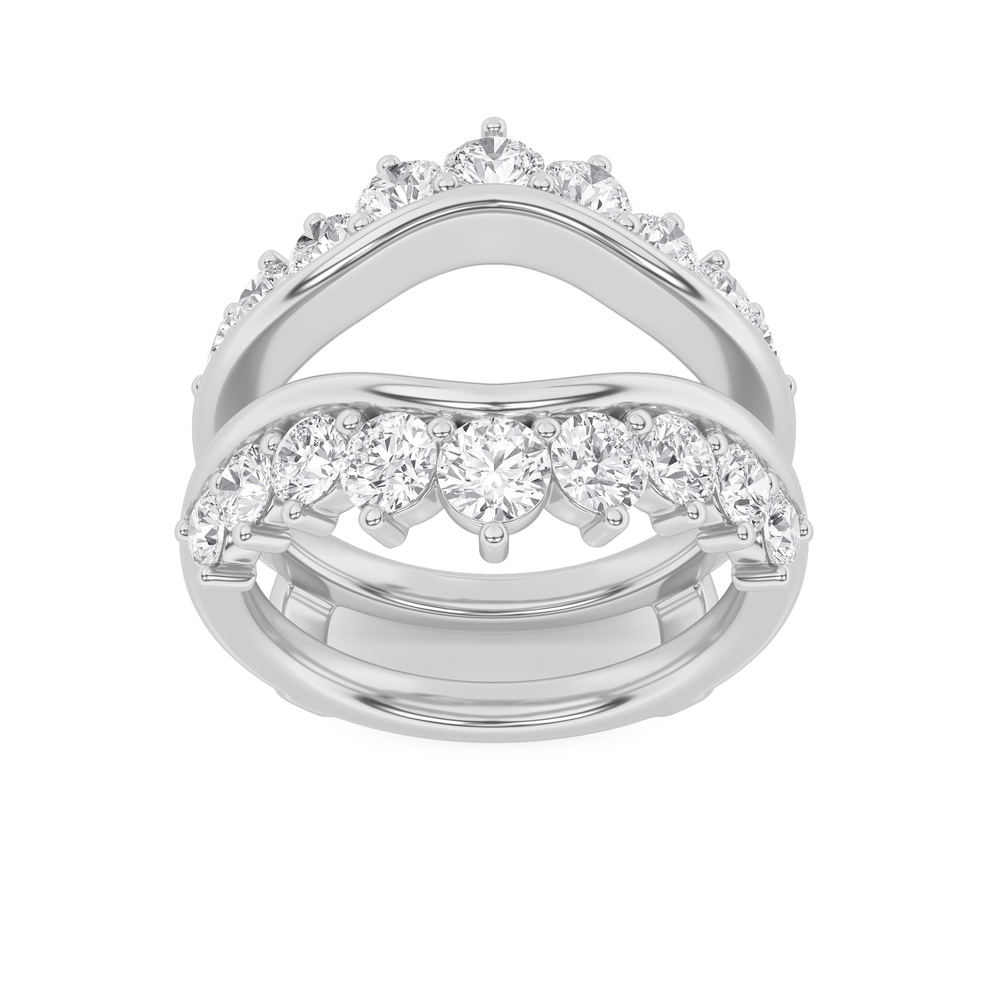 2Cttw Round Shaped Lab Grown Diamond (F/VS) InsertJacket Ring in 14K Gold