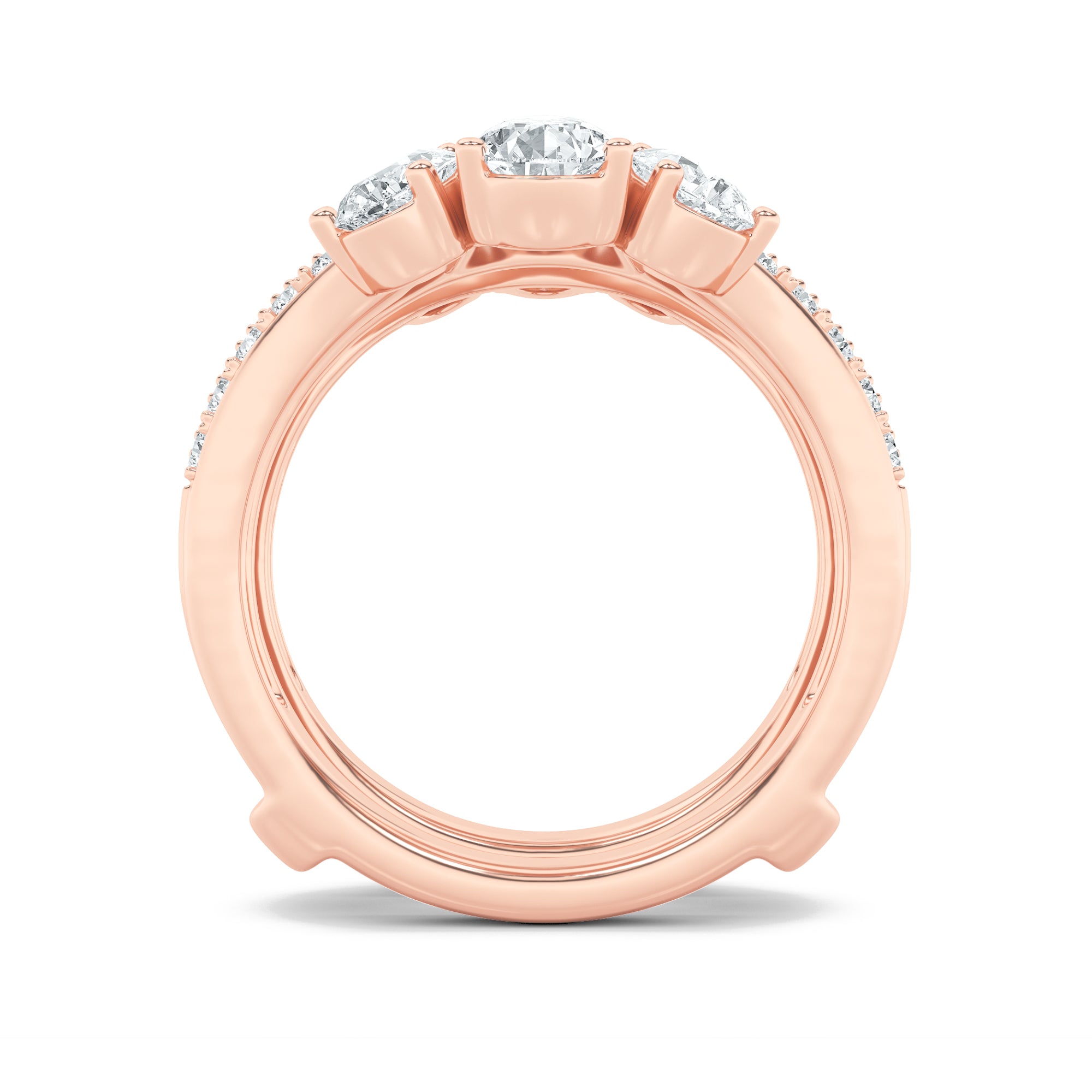 2Cttw Pear Shaped Lab Grown Diamond (F/VS) InsertJacket Ring in 14K Gold