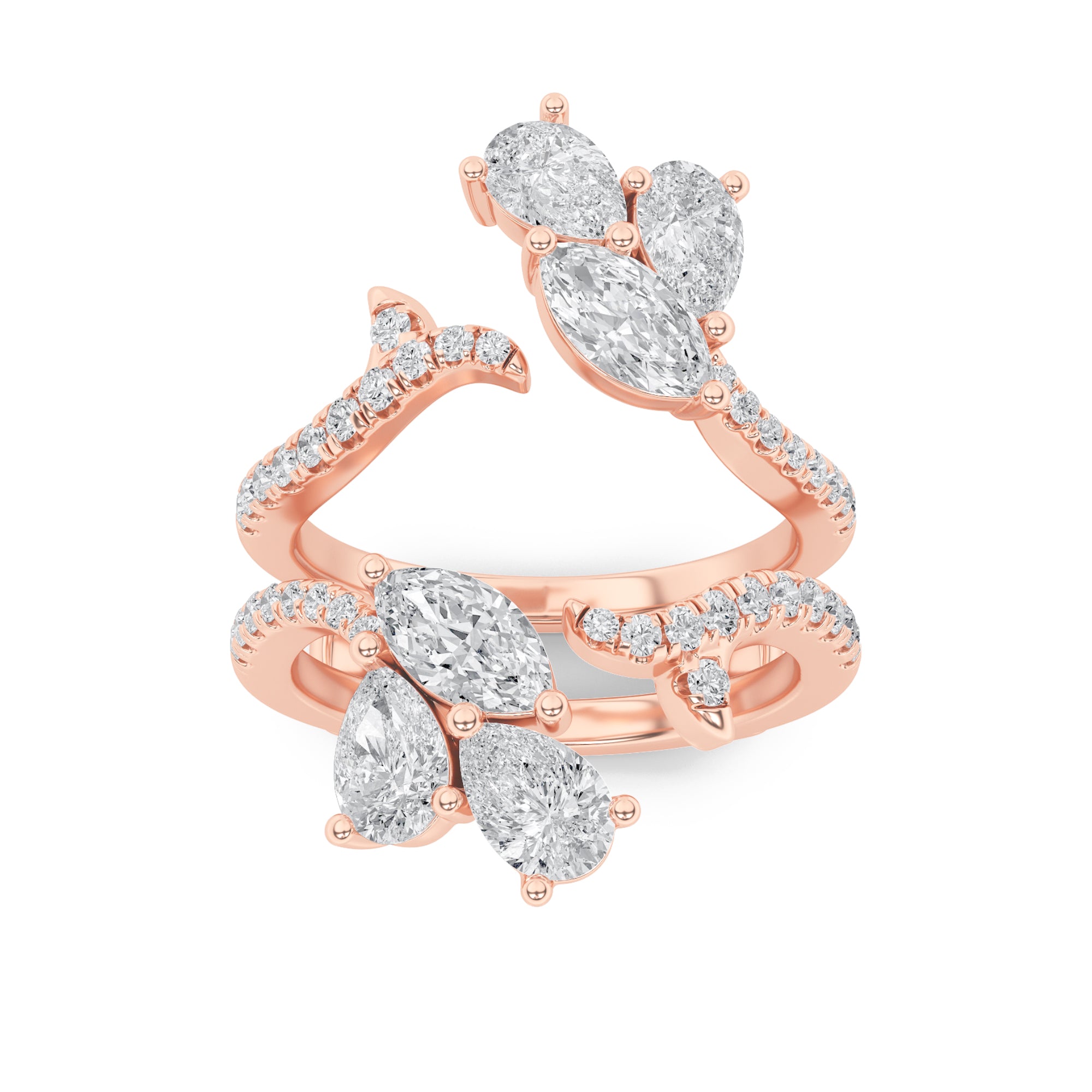 2Cttw Marquise Shaped Lab Grown Diamond (F/VS) Insert Jacket Ring in 14K Gold