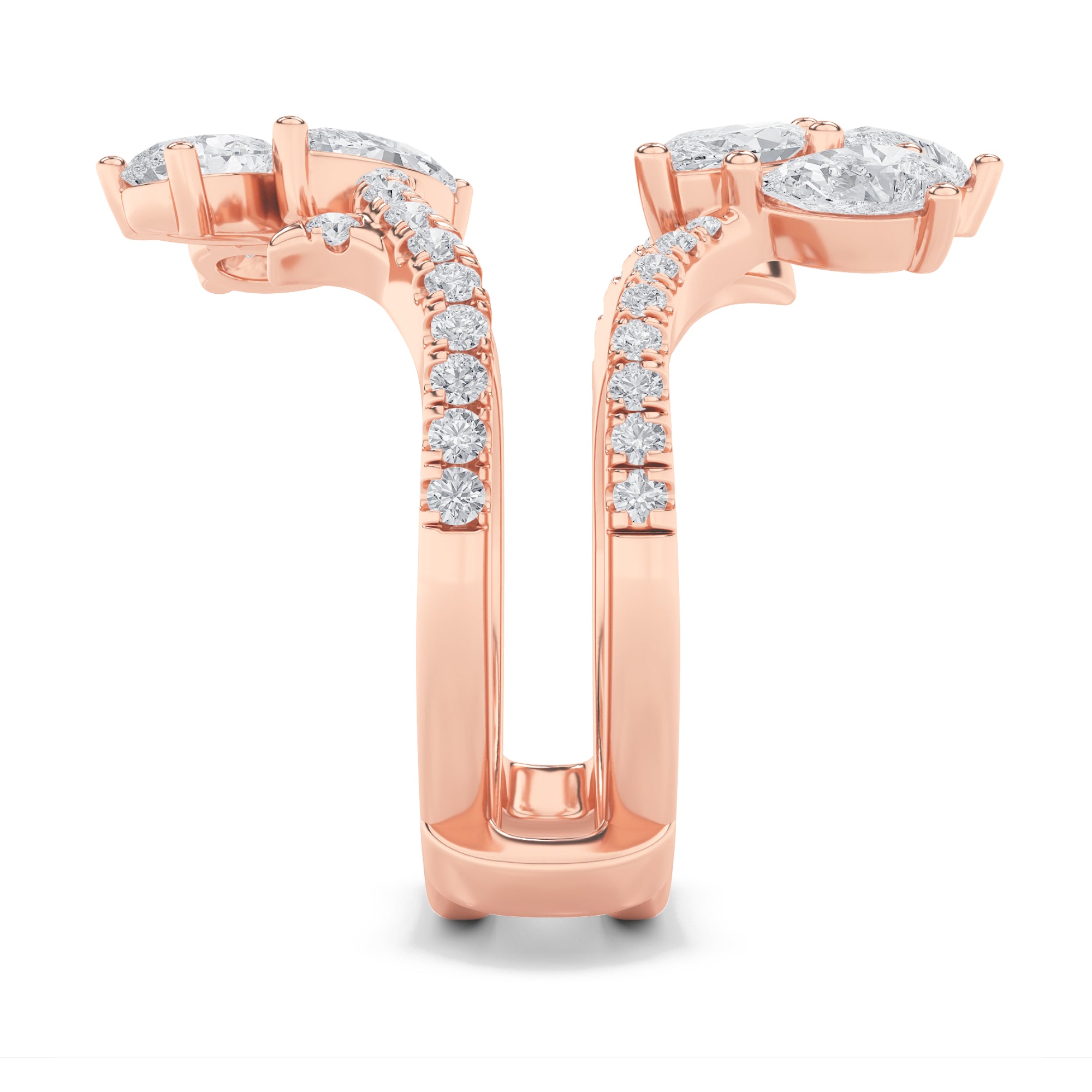 2Cttw Marquise Shaped Lab Grown Diamond (F/VS) Insert Jacket Ring in 14K Gold