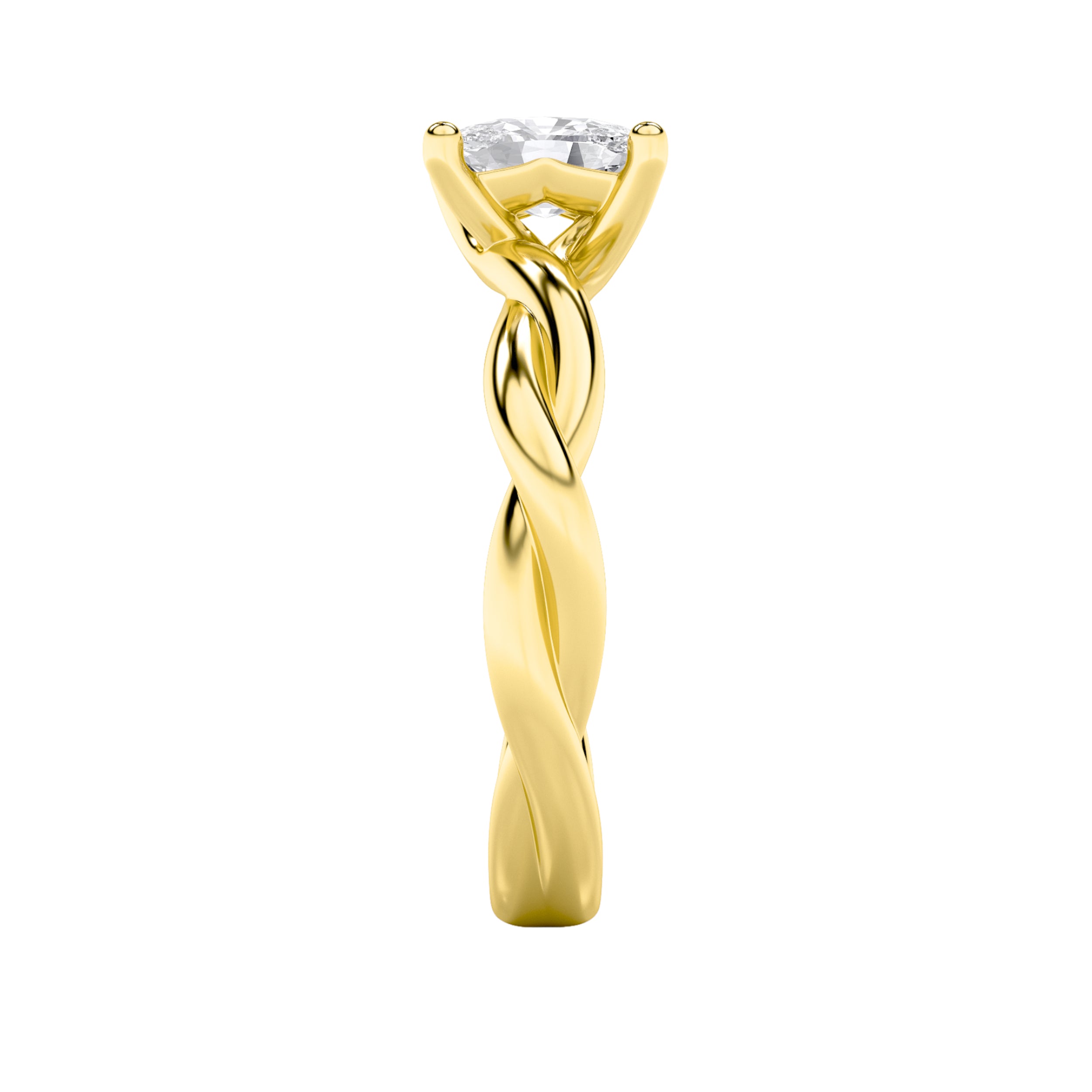 1Cttw Elongated Cushion Shaped Lab Grown Diamond (F/VS) Twisted Shank Solitaire Engagement Ring in 14K Gold