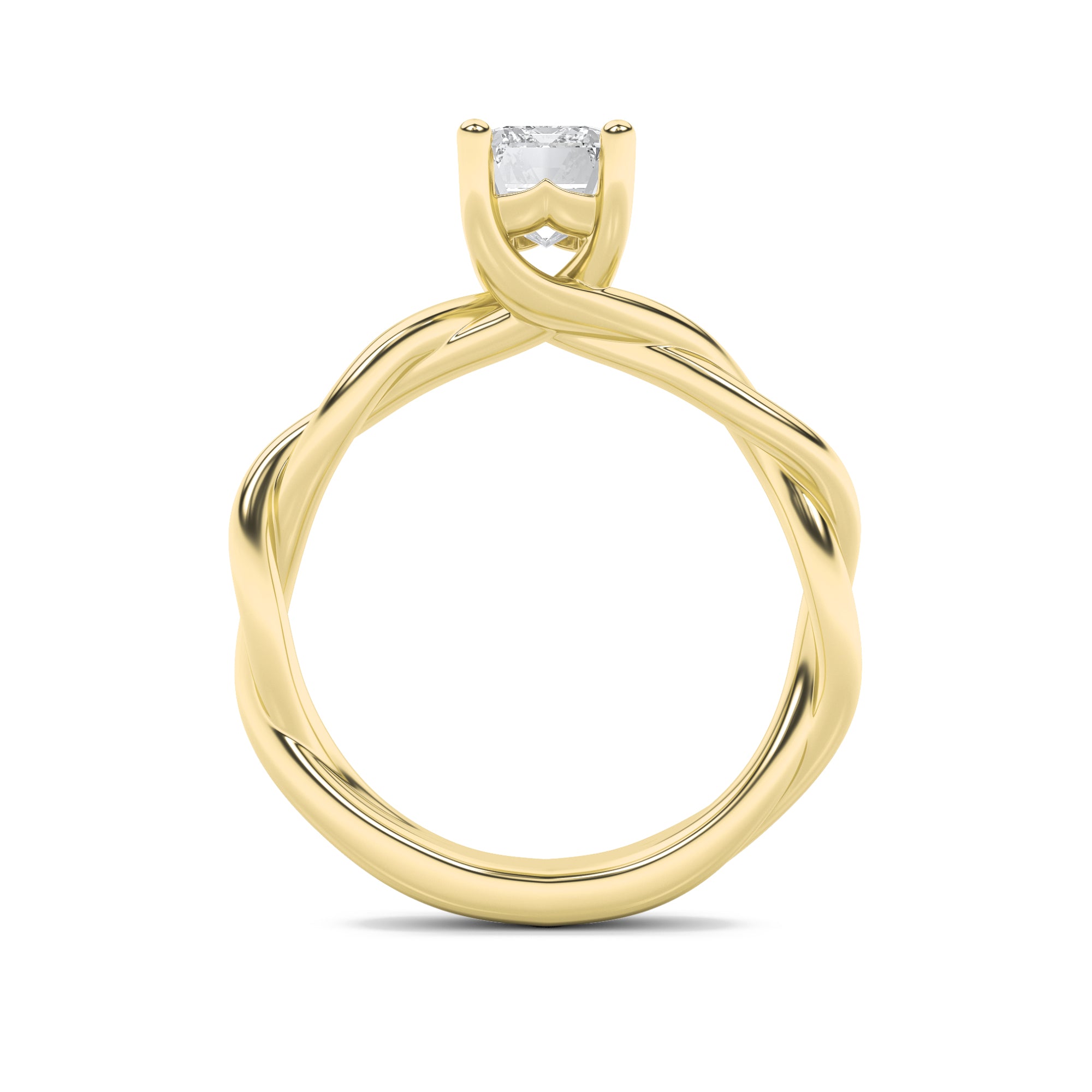 2Cttw Emerald Shaped Lab Grown Diamond (F/VS) Twisted Shank Solitaire Engagement Ring in 14K Gold