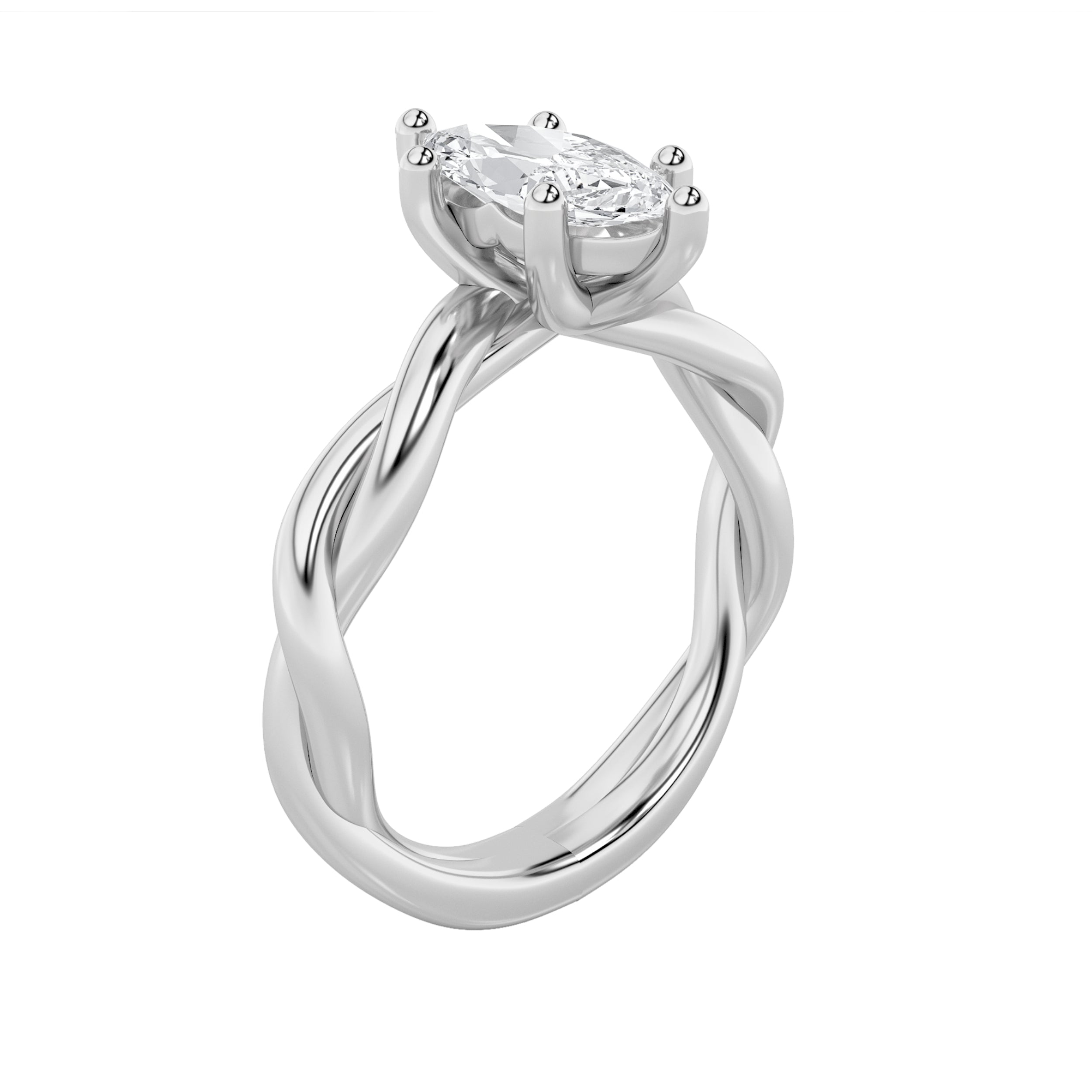 1Cttw Marquise Shaped Lab Grown Diamond (F/VS) Twisted Shank Solitaire Engagement Ring in 14K Gold