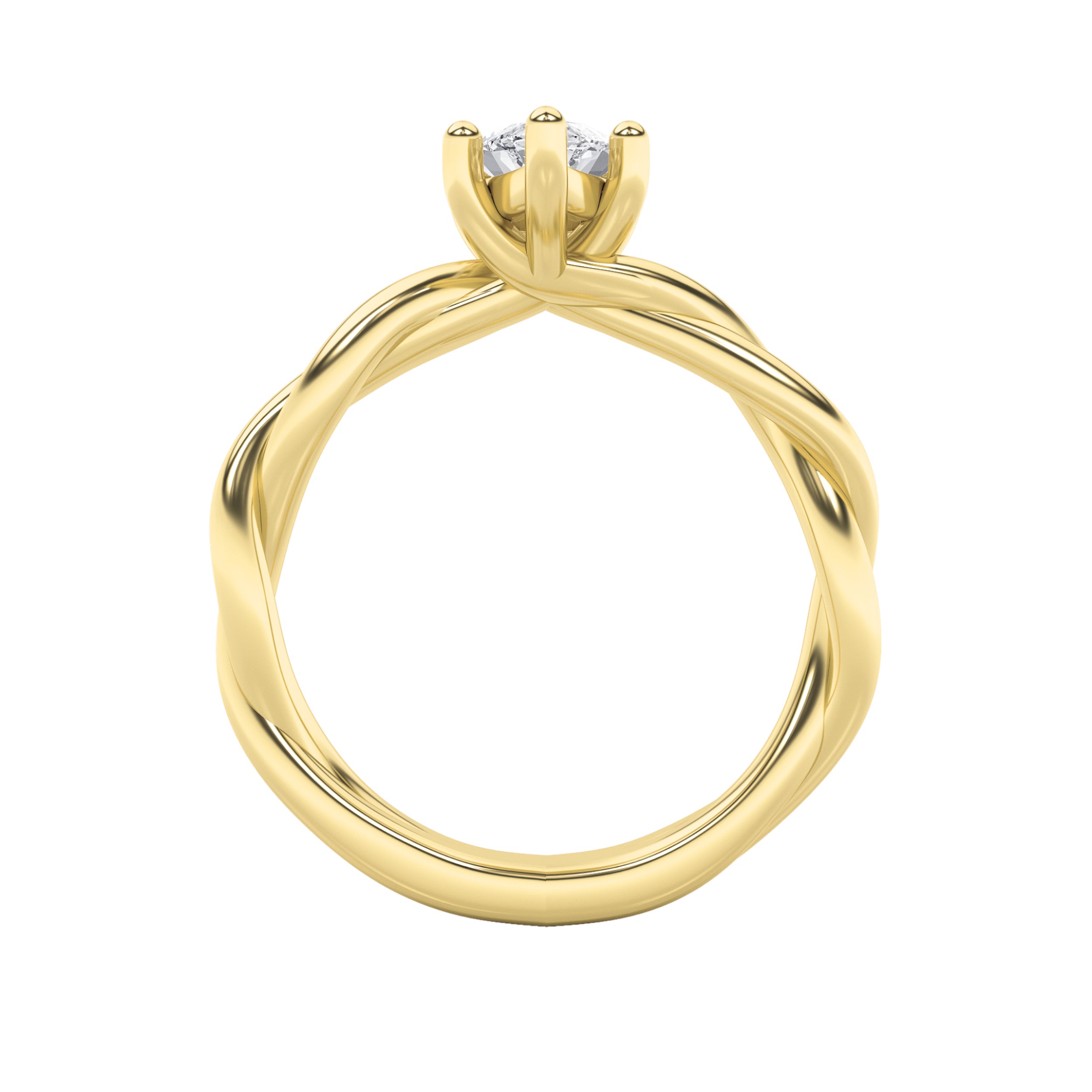 1.5Cttw Marquise Shaped Lab Grown Diamond (F/VS) Twisted Shank Solitaire Engagement Ring in 14K Gold