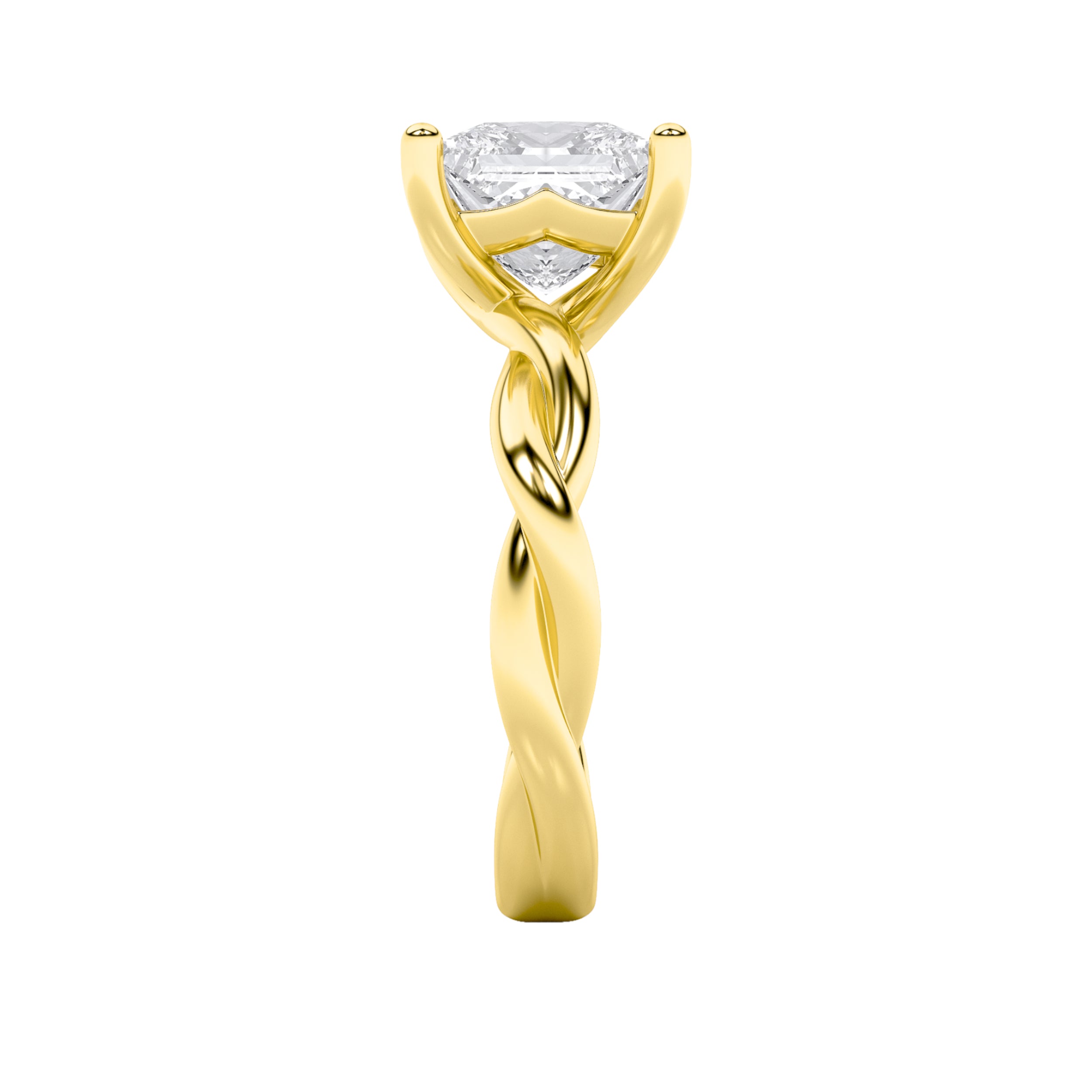 1Cttw Princess Shaped Lab Grown Diamond (F/VS) Twisted Shank Solitaire Engagement Ring in 14K Gold