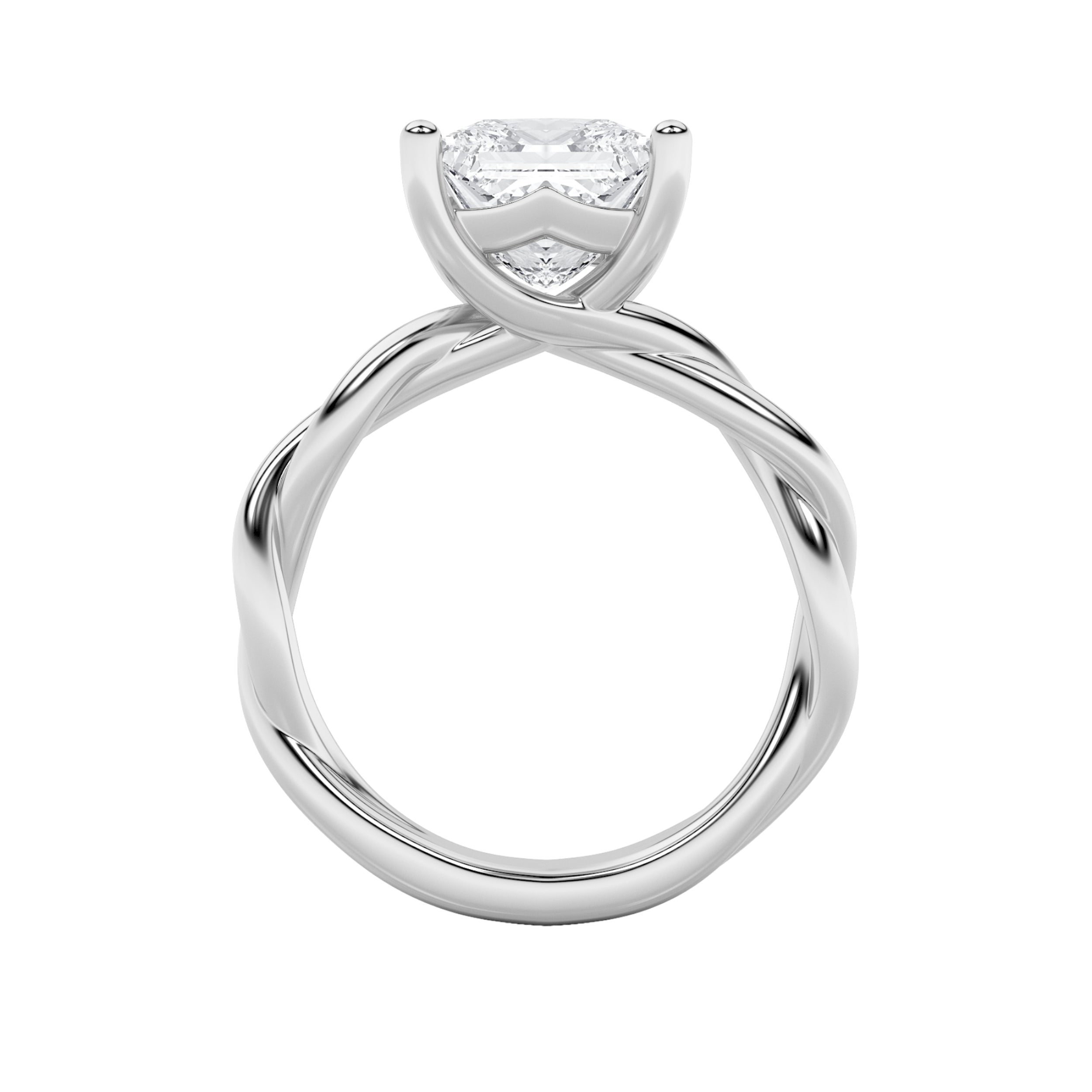 3Cttw Princess Shaped Lab Grown Diamond (F/VS) Twisted Shank Solitaire Engagement Ring in 14K Gold