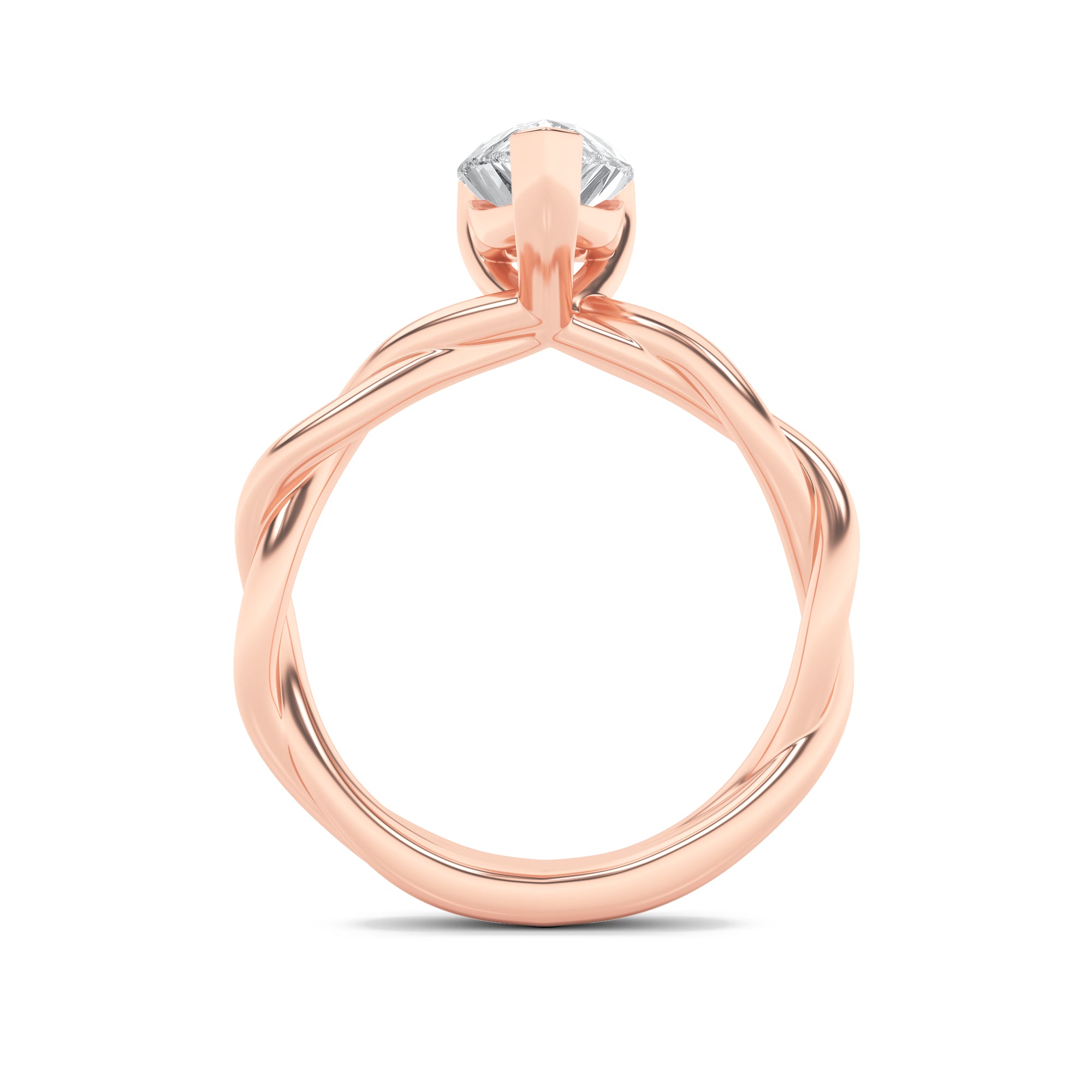 1.5Cttw Pear Shaped Lab Grown Diamond (F/VS) Twisted Shank Solitaire Engagement Ring in 14K Gold