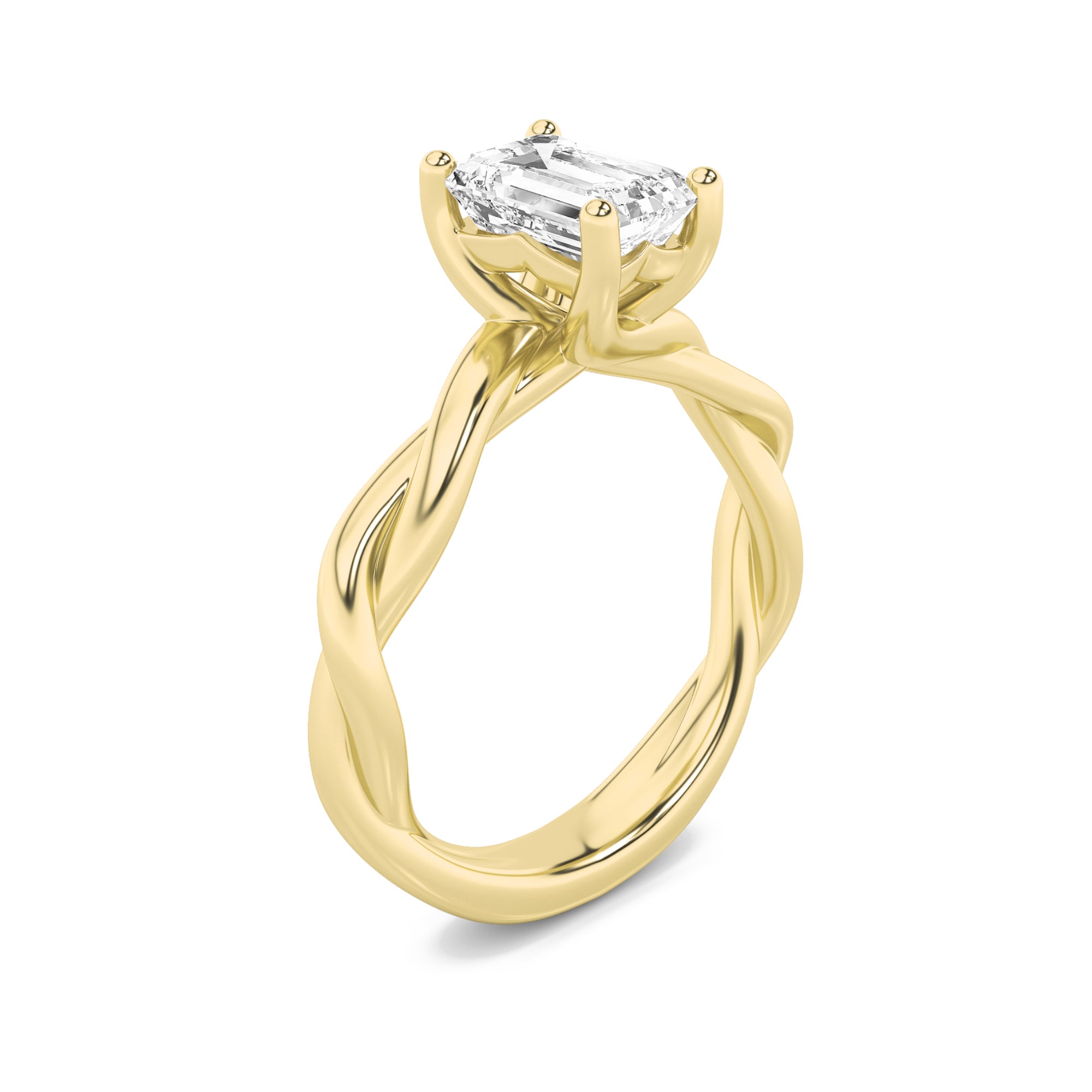 2Cttw Radiant Shaped Lab Grown Diamond (F/VS) Twisted Shank Solitaire Engagement Ring in 14K Gold