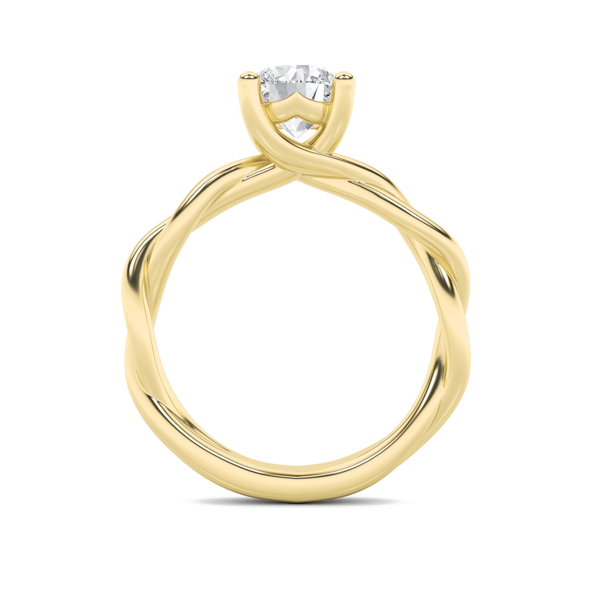 2.5Cttw Round Shaped Lab Grown Diamond (F/VS) Twisted Shank Solitaire Engagement Ring in 14K Gold