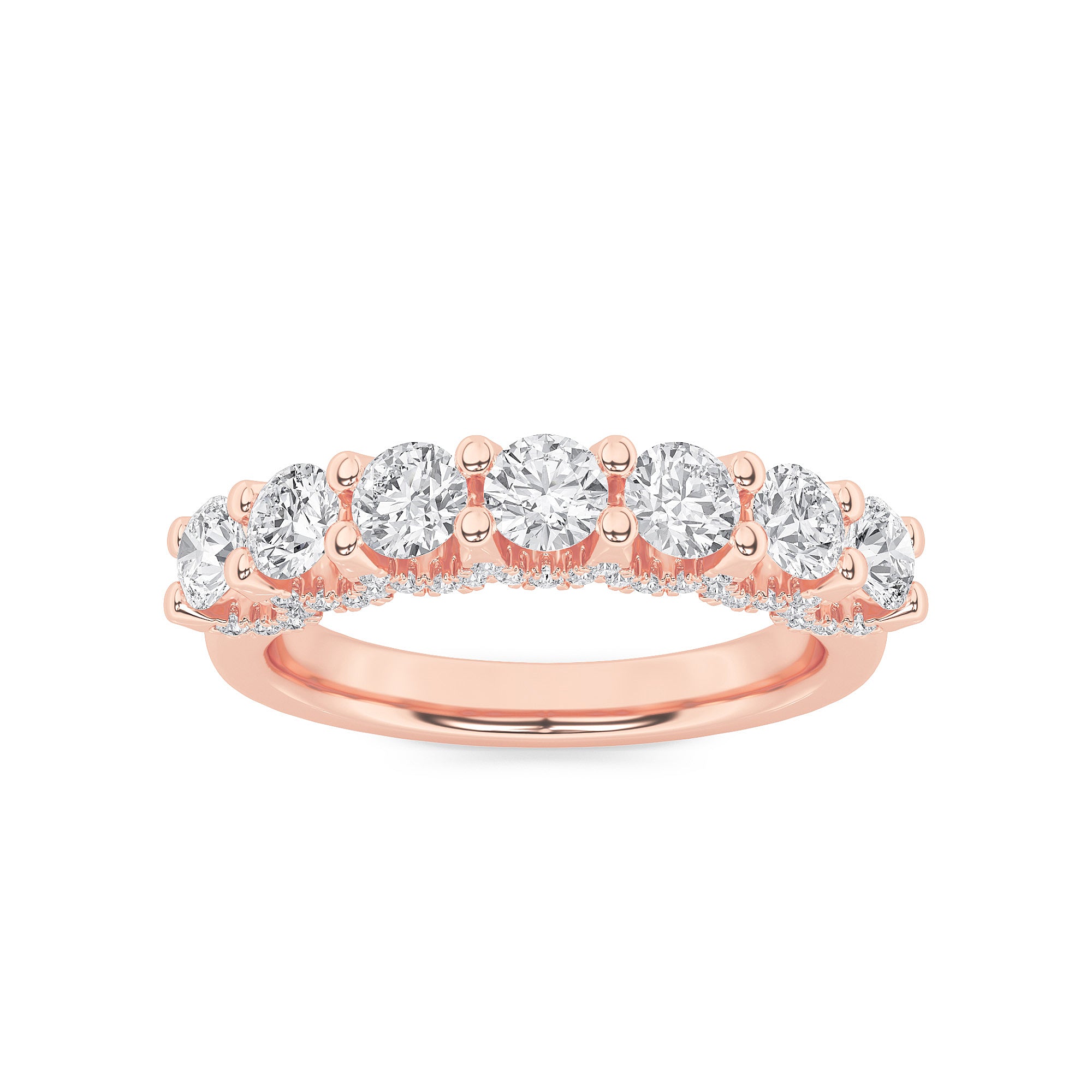 1Cttw Round Shaped Lab Grown Diamond (F/VS) Accented Double Halo Set of Band and  Ring in 14K Gold