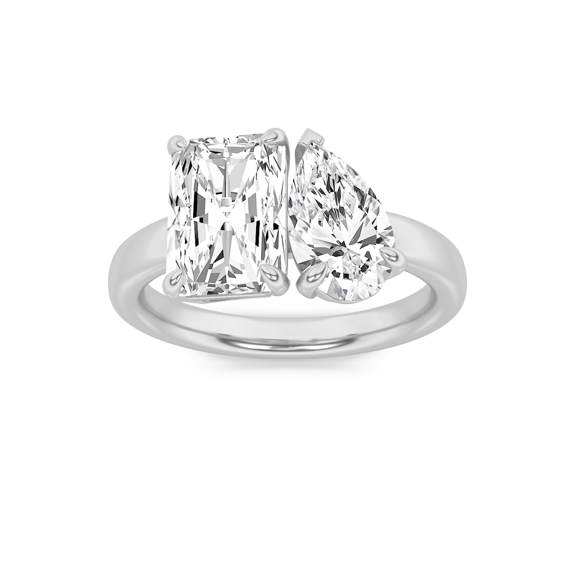 3Cttw Radiant Shaped Lab Grown Diamond (F/VS) Toiet Moi Fashiion Ring in 14K Gold