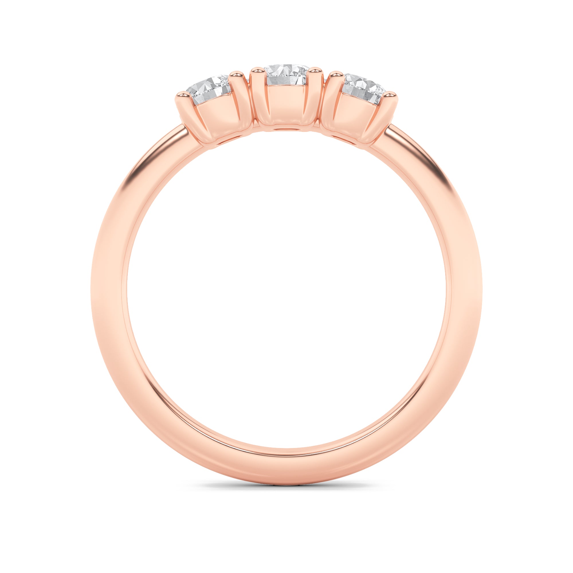 0.75Cttw Round Shaped Lab Grown Diamond (F/VS) Three Stone Band Ring in 14K Gold