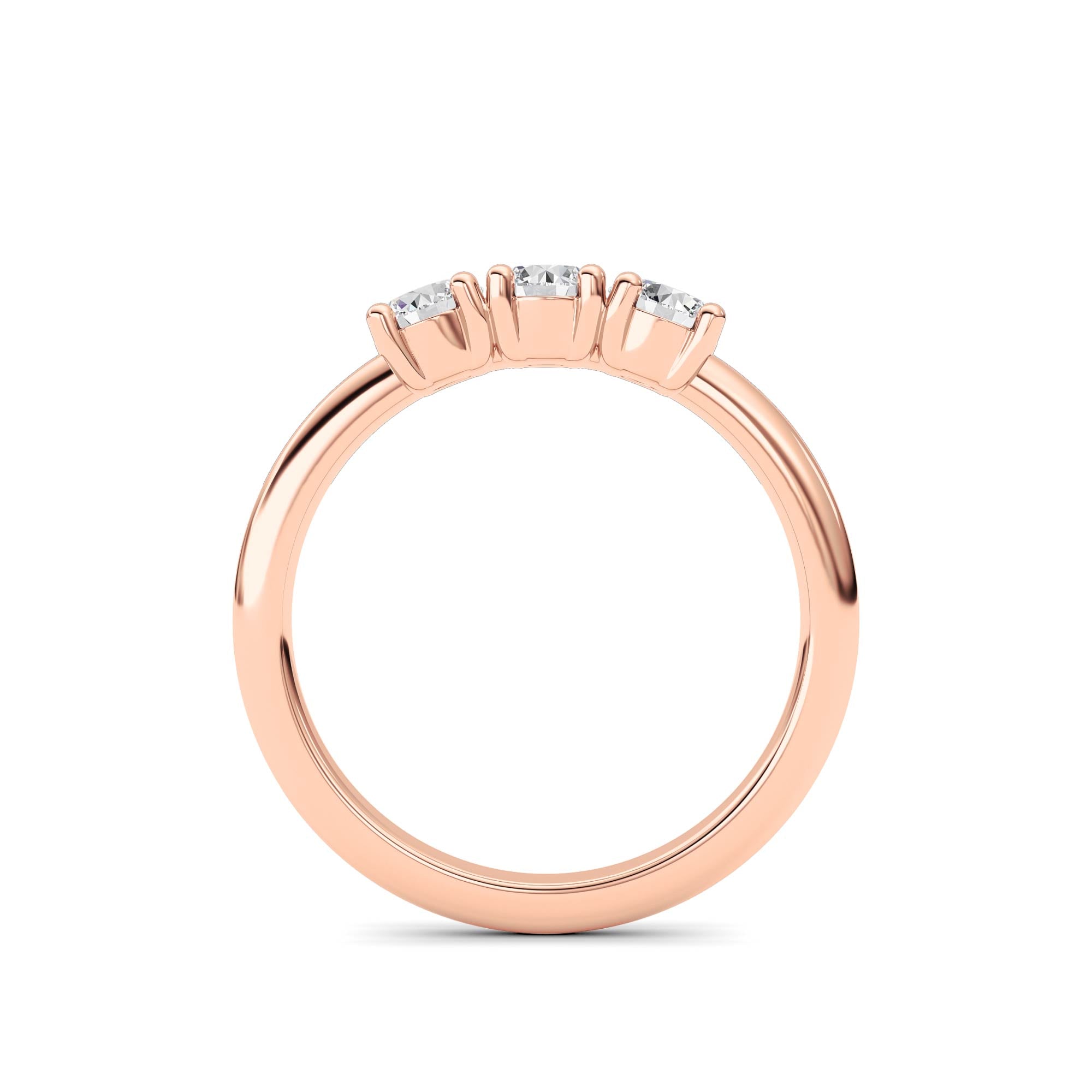 0.75Cttw Round Shaped Lab Grown Diamond (F/VS) Three Stone Band Ring in 14K Gold