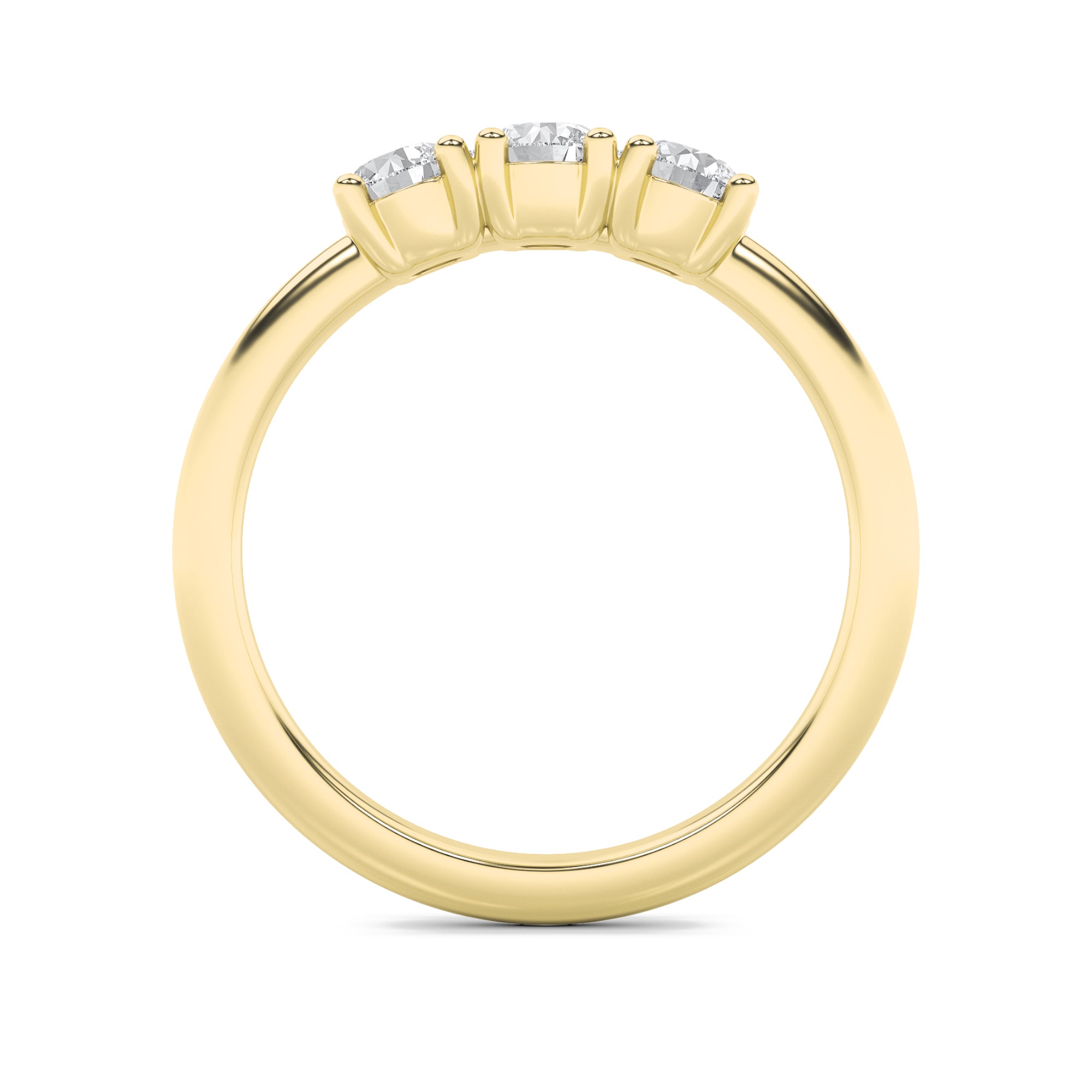 1.5Cttw Round Shaped Lab Grown Diamond (F/VS) Three Stone Band Ring in 14K Gold