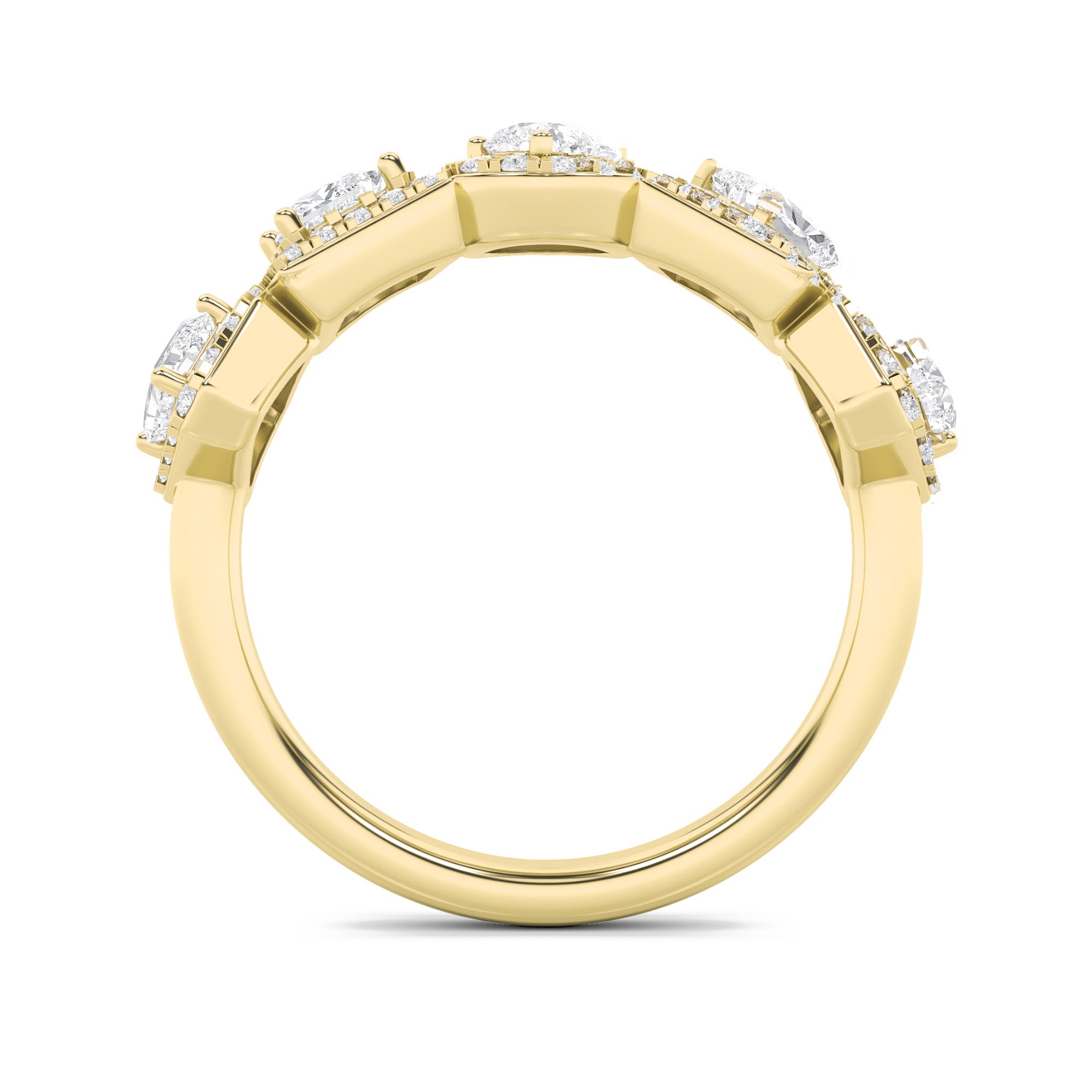 1.5Cttw Mix Shaped Lab Grown Diamond (F/VS) Five Stone Ring in 14K Gold