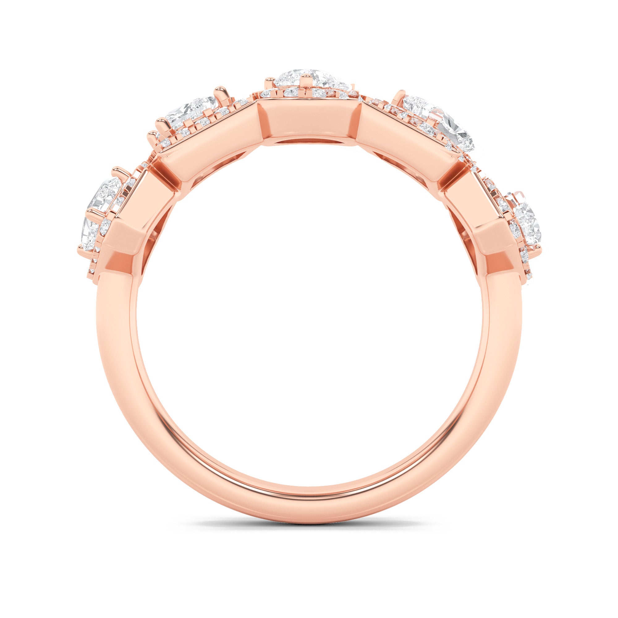 1.5Cttw Mix Shaped Lab Grown Diamond (F/VS) Five Stone Ring in 14K Gold