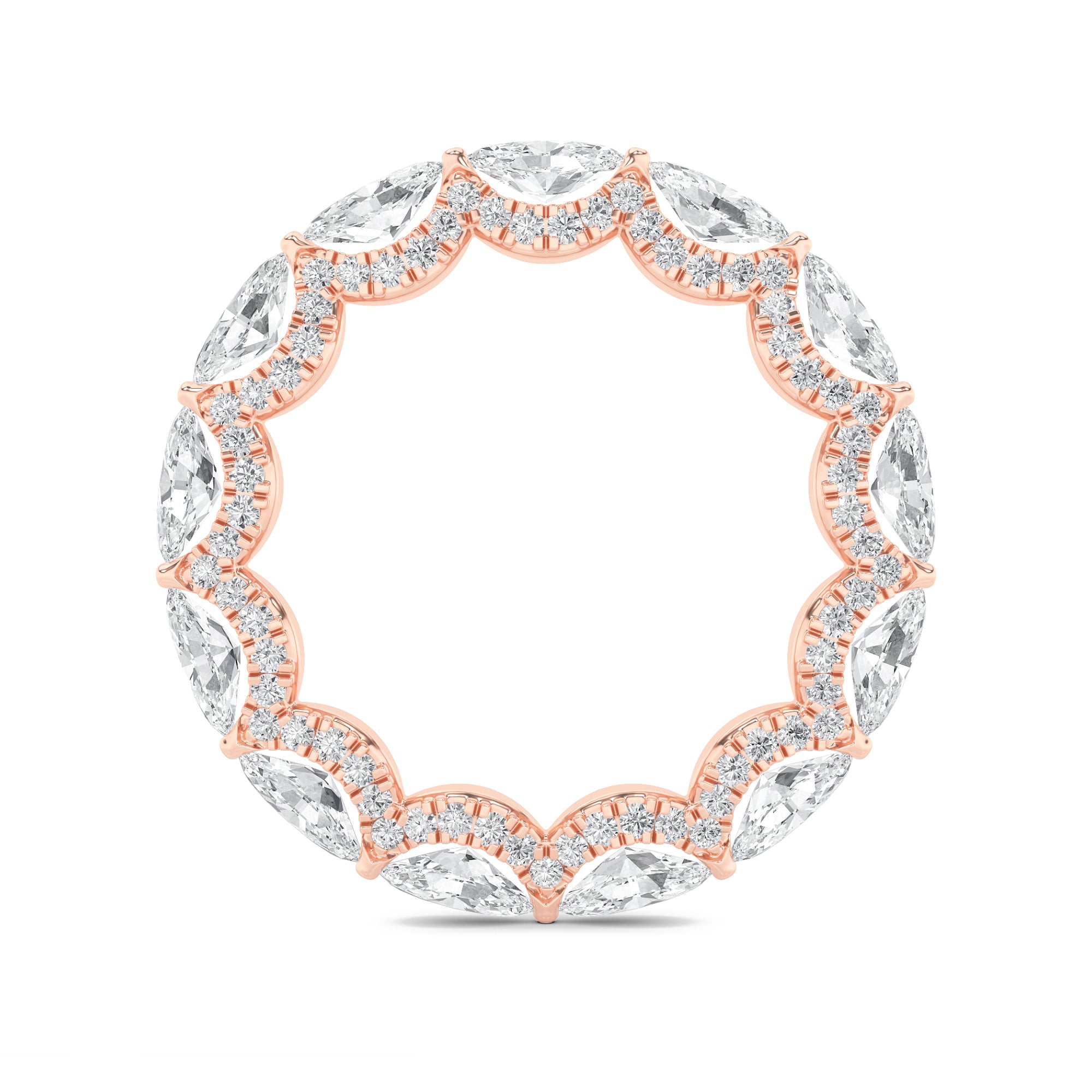 2.5Cttw Marquise Shaped Lab Grown Diamond (F/VS) Eternity Band Ring in 14K Gold