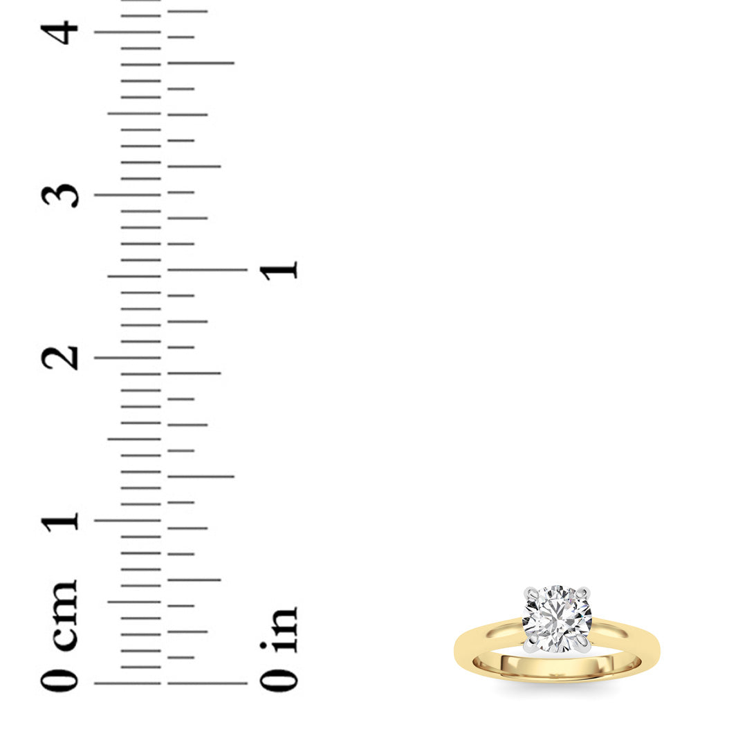 0.75Cttw Round Shaped Lab Grown Diamond (E/VS) Classic Solitaire Engagement Ring in 14K Gold