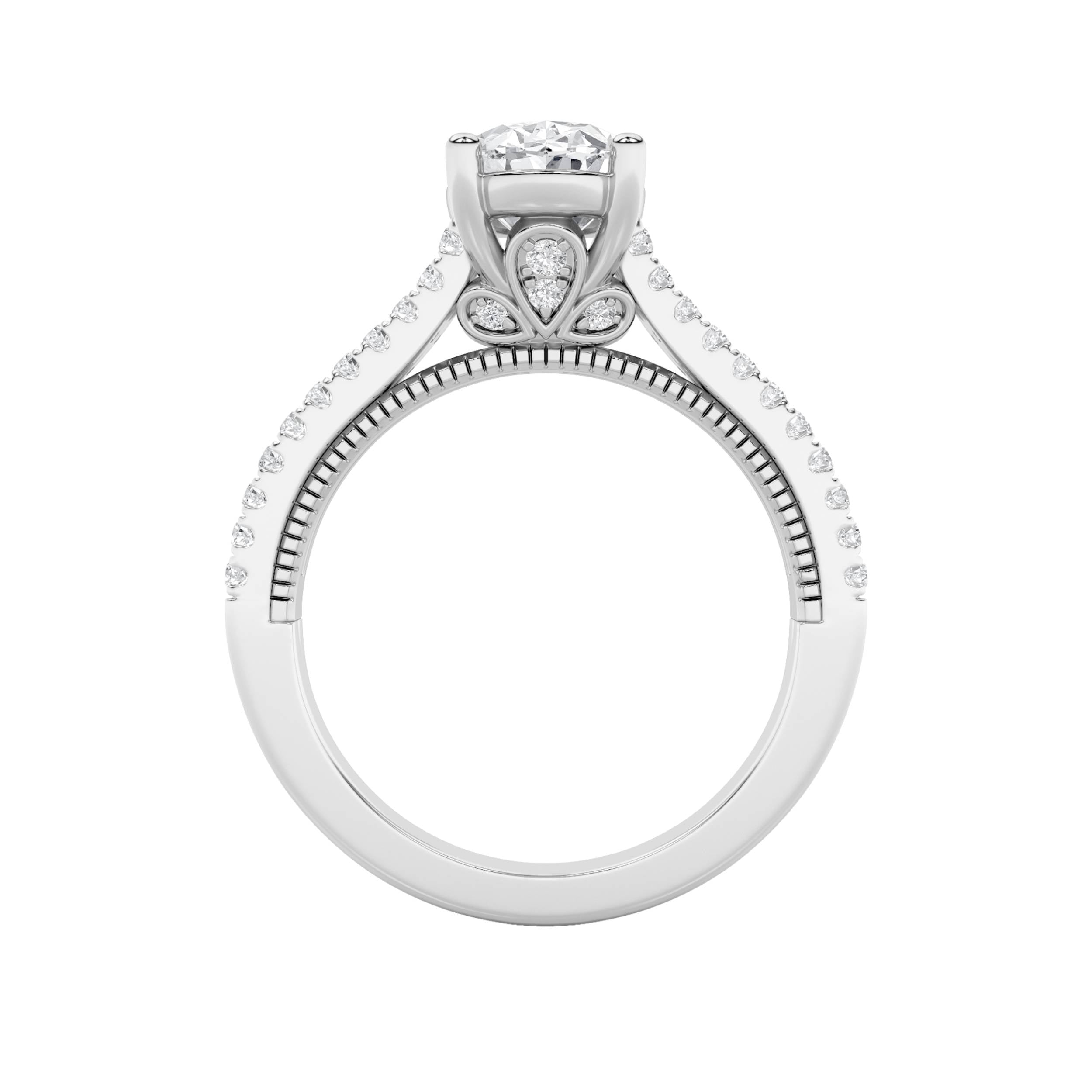 2Cttw Oval Shaped Lab Grown Diamond (F/VS) Two RowFancy Accented Engagement Ring in 14K Gold