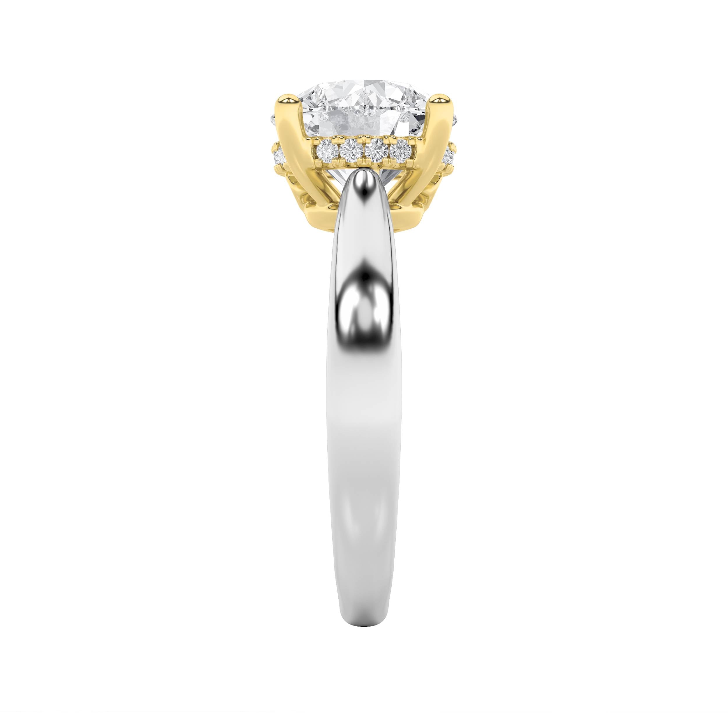 3.5Cttw Round Shaped Lab Grown Diamond (F/VS) Hidden Halo Two Tone Engagement Ring in 14K Gold