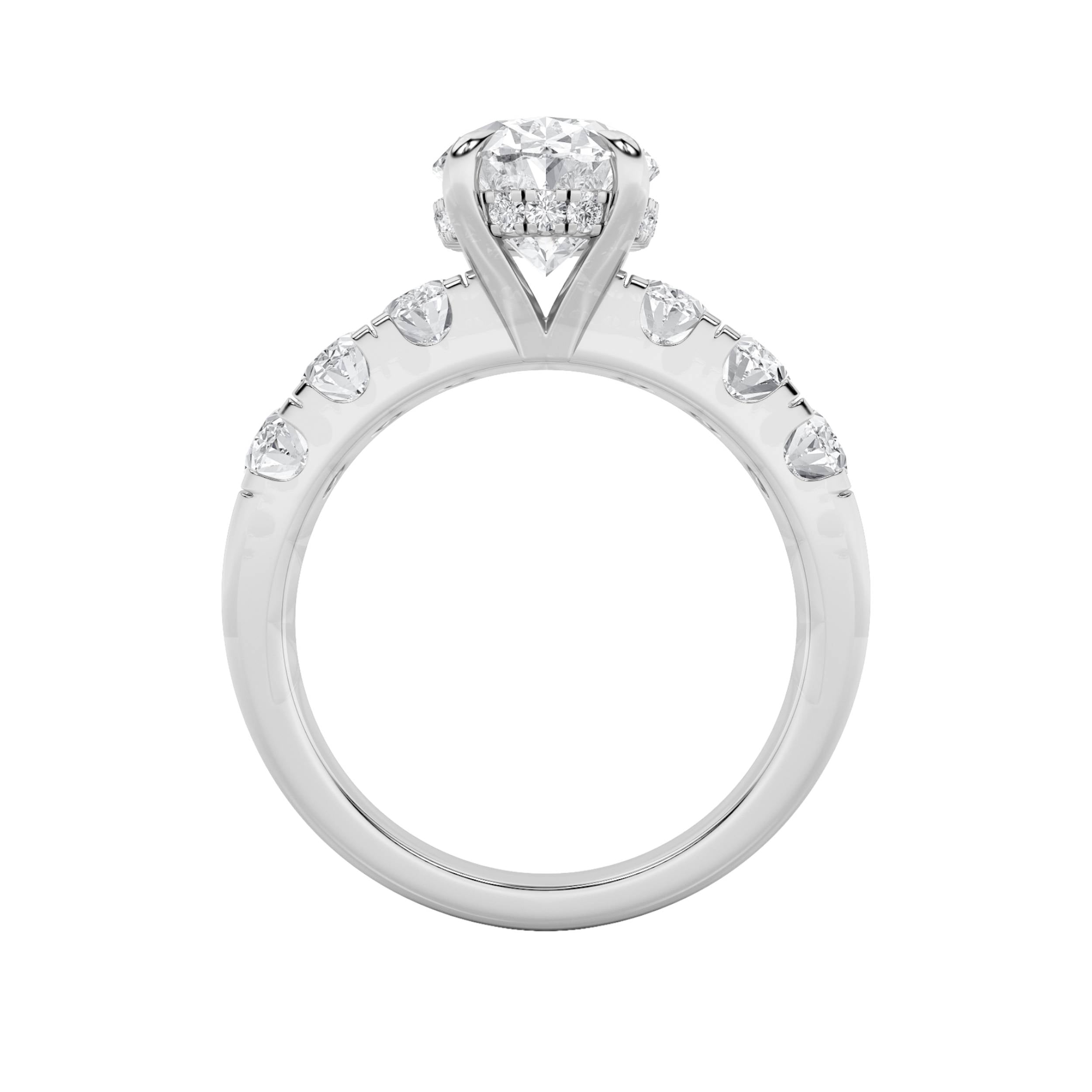 4Cttw Oval Shaped Lab Grown Diamond (F/VS) Bold Accented Engagement  Ring in 14K Gold