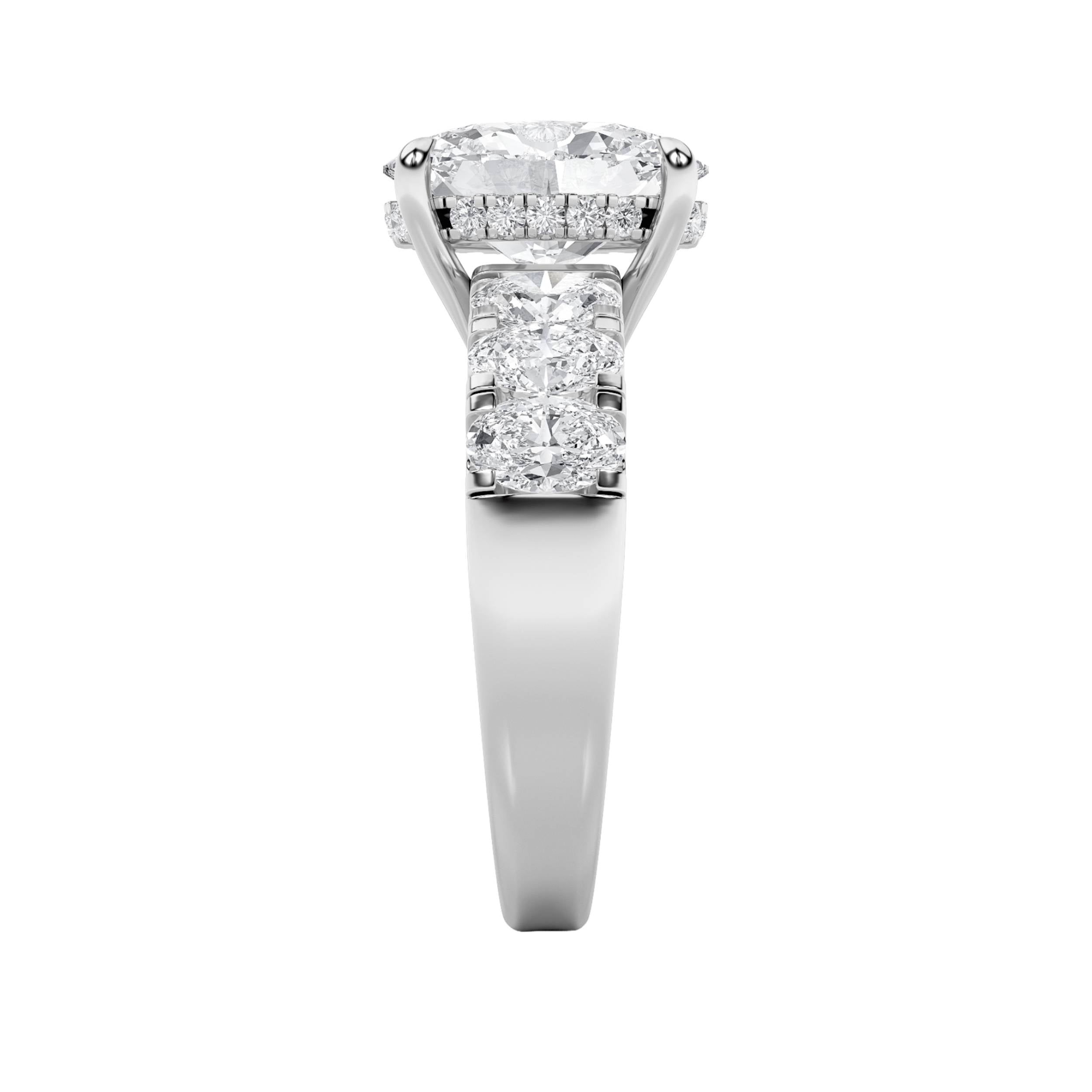 4Cttw Oval Shaped Lab Grown Diamond (F/VS) Bold Accented Engagement  Ring in 14K Gold