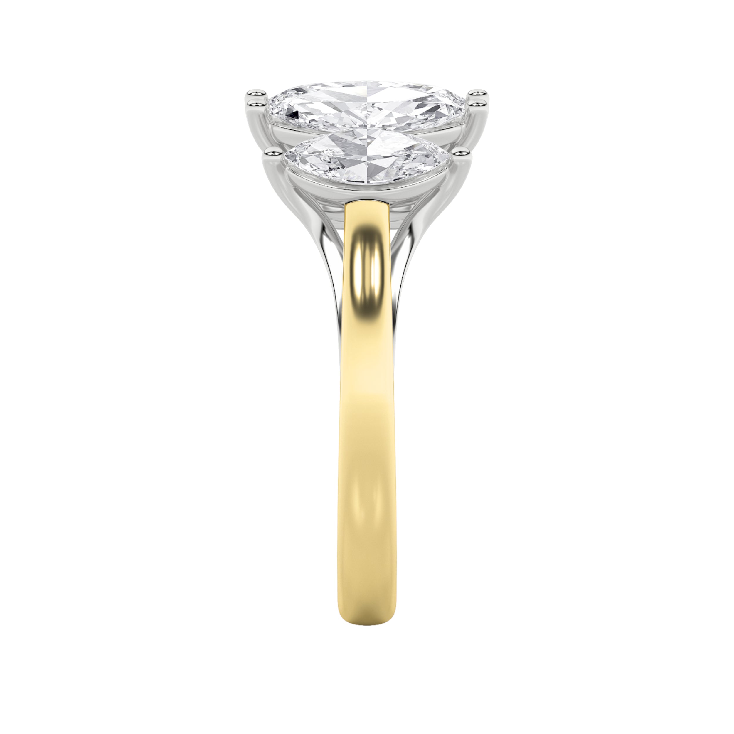 2.5Cttw Marquise Shaped Lab Grown Diamond (F/VS) Five Stone Ring in 14K Gold