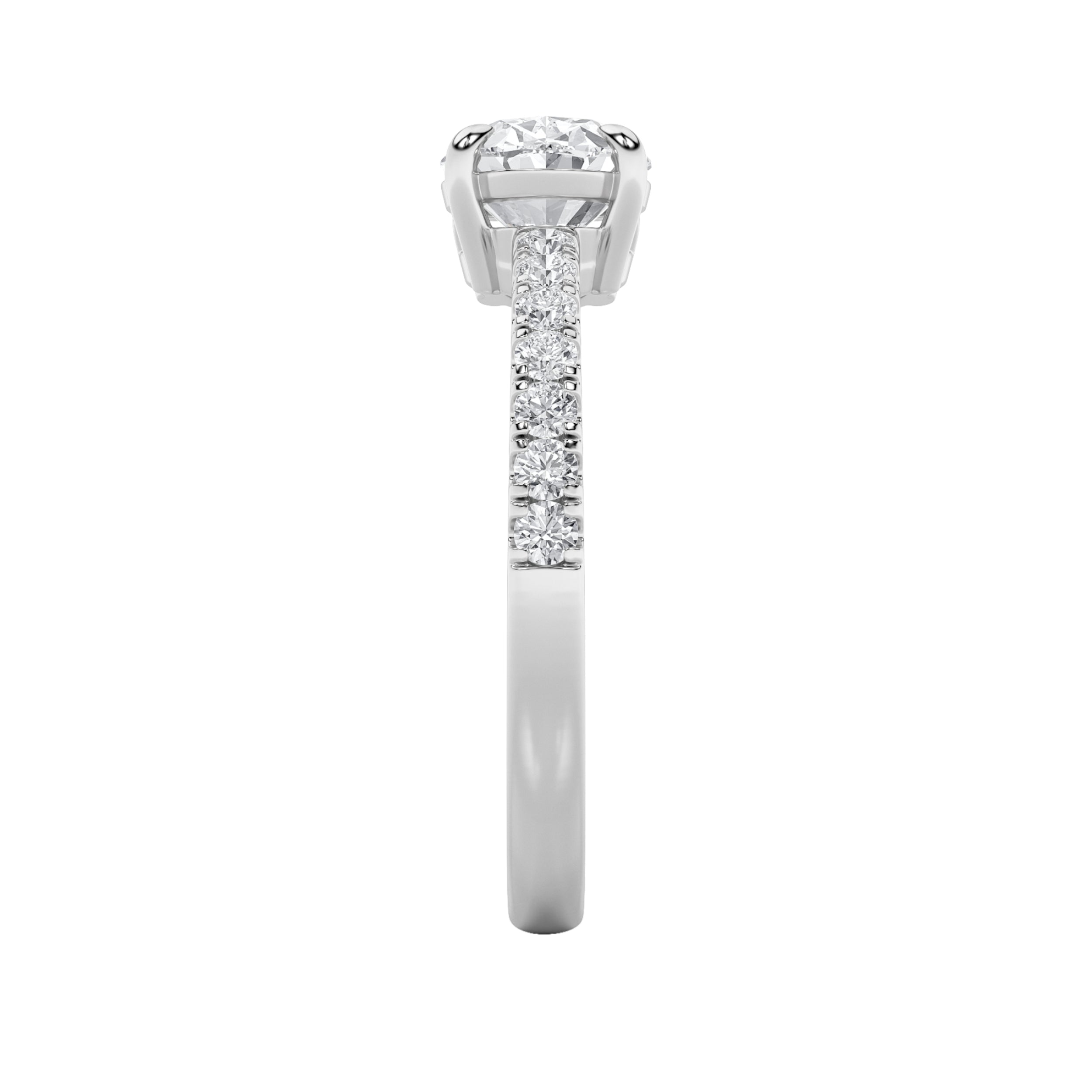 1.5Cttw Oval Shaped Lab Grown Diamond (F/VS) EastWest Accented Ring in 14K Gold