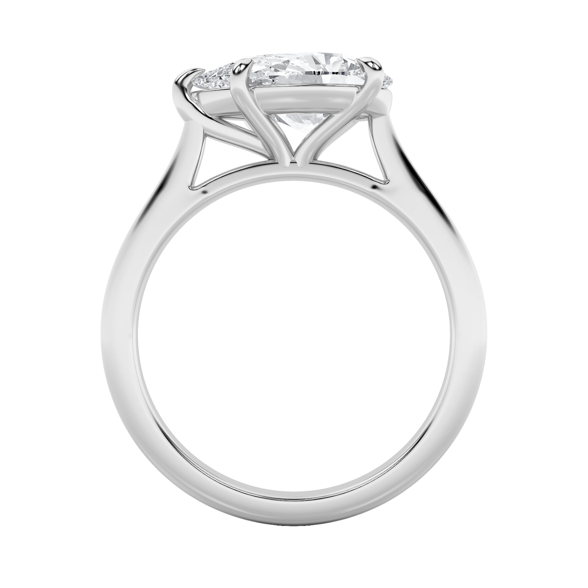 2Cttw Pear Shaped Lab Grown Diamond (F/VS) East West Accented Ring in 14K Gold